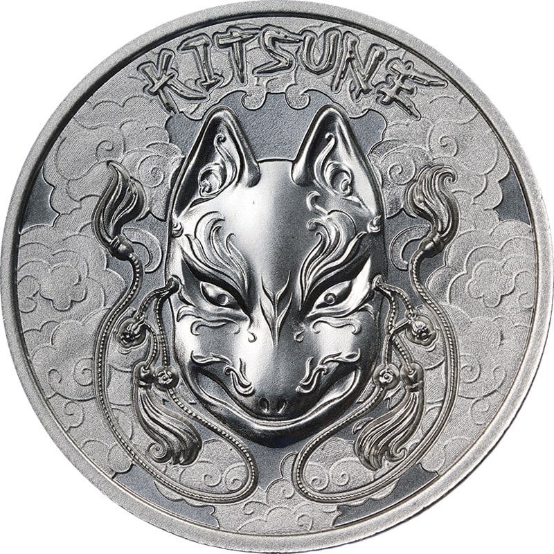 Intaglio Mint Kitsune Mask 2 oz .999 Silver Round Uncertified (1 of 2)