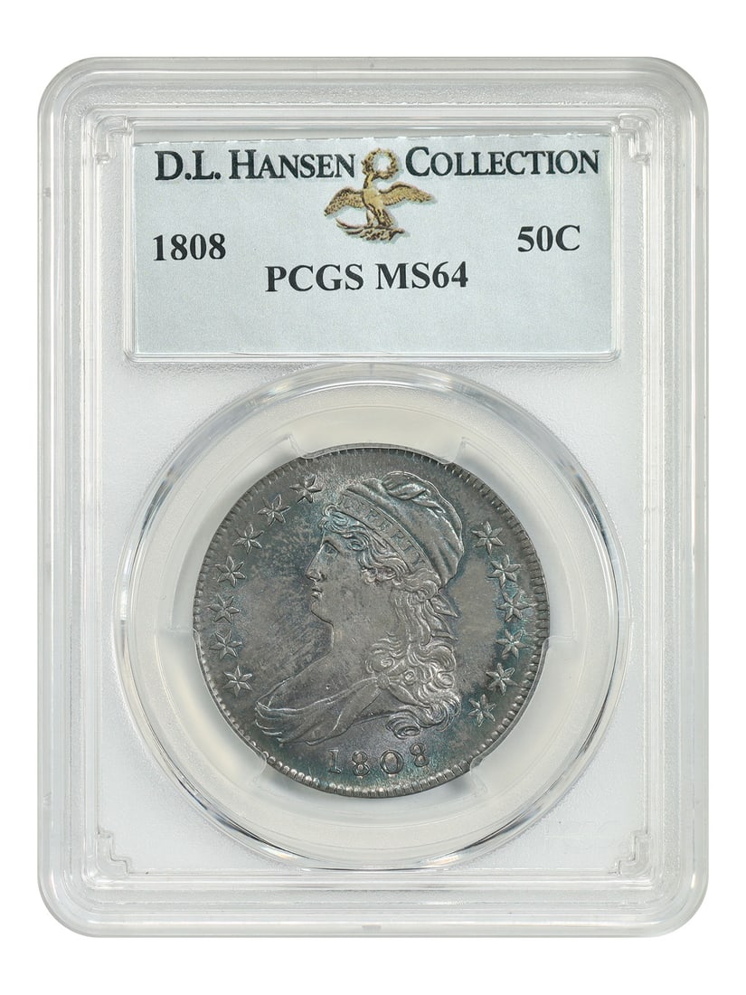 Capped Bust Half Dollar 1808 50C PCGS MS64 Philadelphia: Capped Bust Half Dollar 1808 50C PCGS MS64 Philadelphia 1808 Capped Bust Half Dollar certified by PCGS in MS64 grade. PCGS has graded less than 25 examples finer from a mintage of 1,368,600 coins. Thi