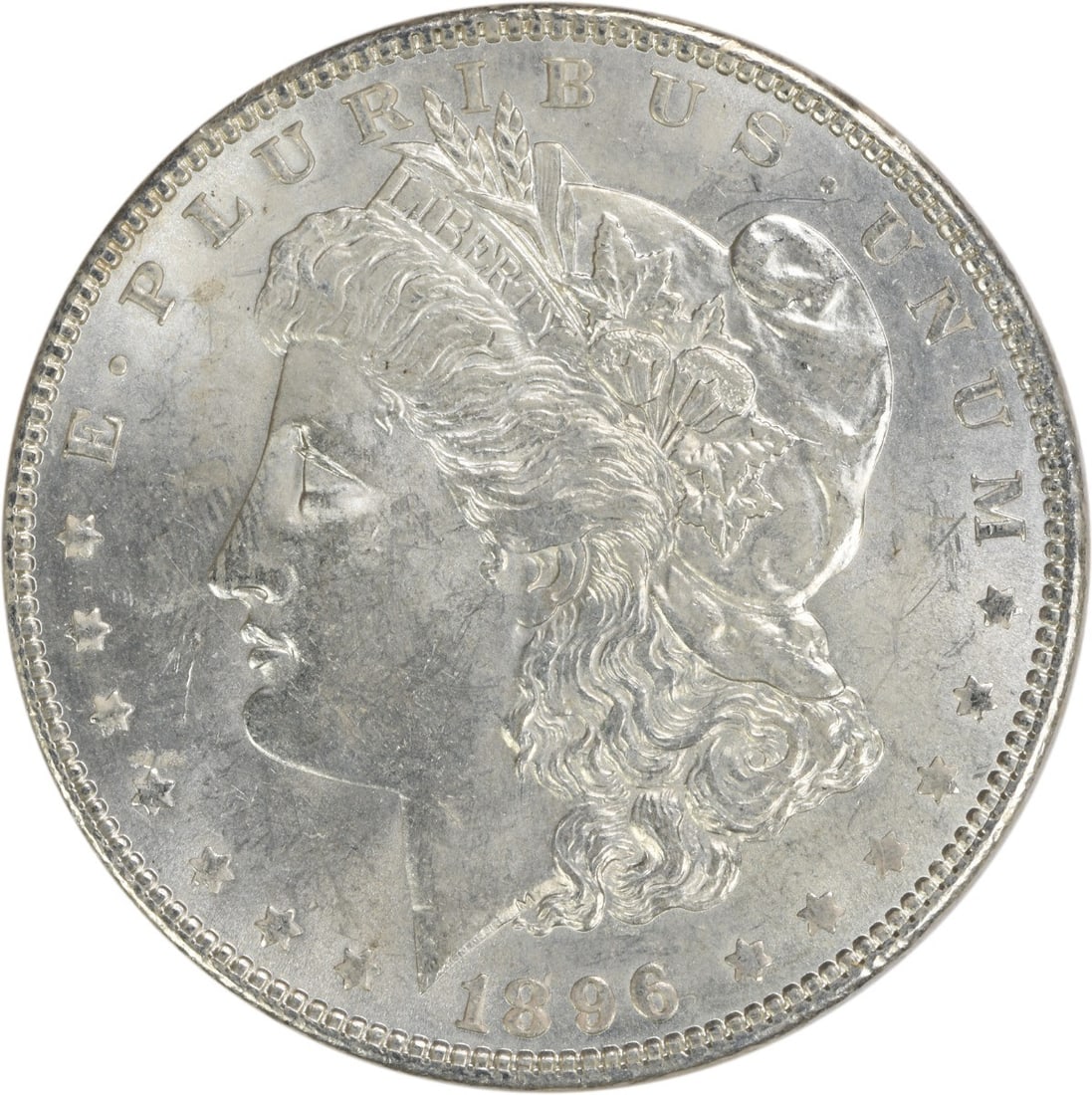 Brilliant Uncirculated 1896 Silver Morgan Dollar Uncertified No Mint Mark: Brilliant Uncirculated 1896 Silver Morgan Dollar Uncertified No Mint Mark This is an 1896 Morgan Silver Dollar from the United States in Brilliant Uncirculated (BU) condition. The coin is uncertified 