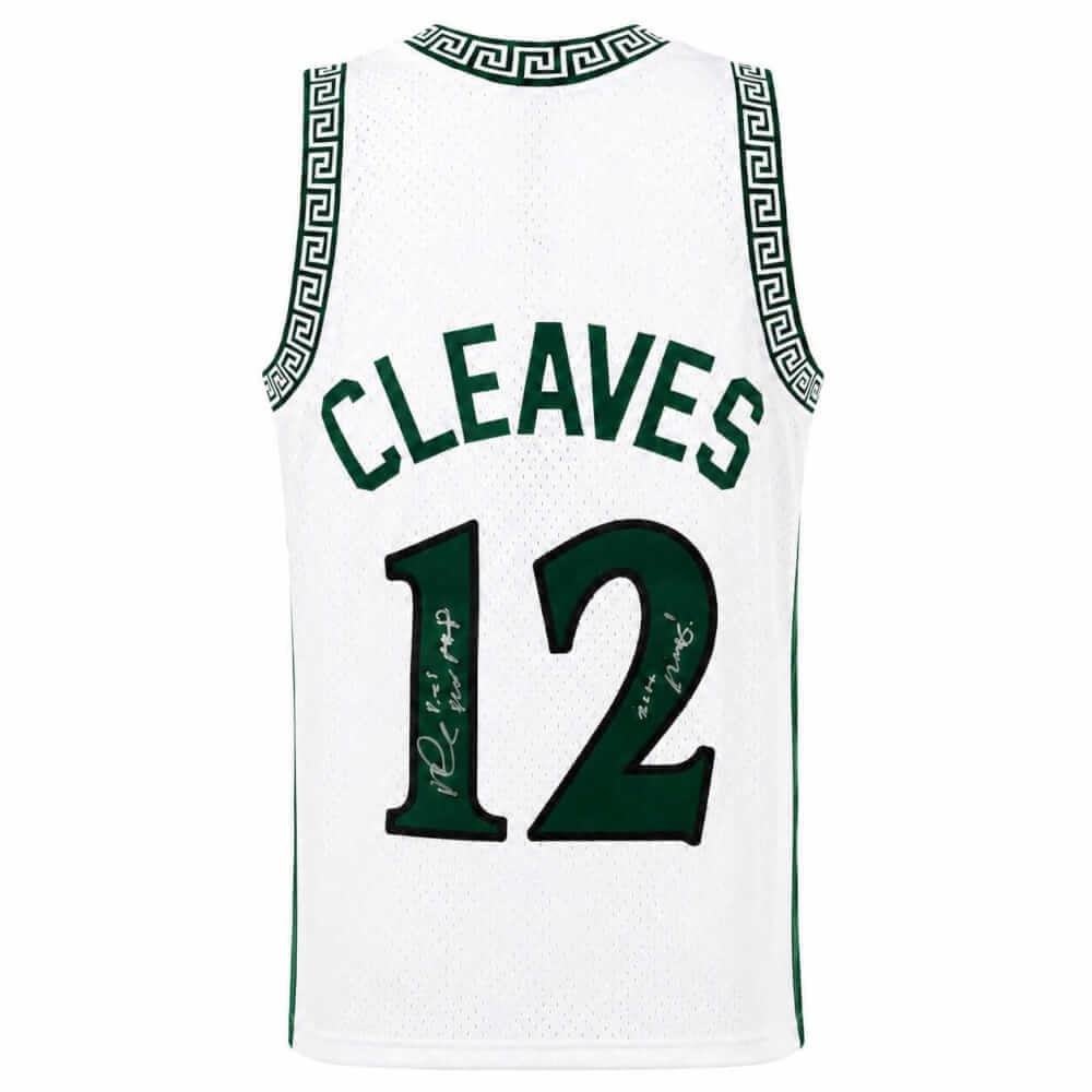Mitchell and Ness Swingman Jersey Signed by Mateen Cleaves 2000 MOP COA: Mitchell and Ness Swingman Jersey Signed by Mateen Cleaves 2000 MOP COA Pre-owned Mitchell & Ness swingman basketball jersey signed by Mateen Cleaves and featuring a "2000 MOP" inscription. This white