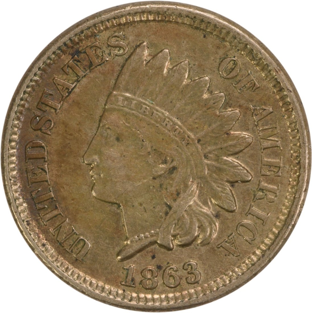 1863 Indian Head Cent AU Uncertified Philadelphia Mint: 1863 Indian Head Cent AU Uncertified Philadelphia Mint This 1863 Indian Cent features a striking design by James Barton Longacre and is composed of 88% copper and 12% nickel. It is classified as an AU