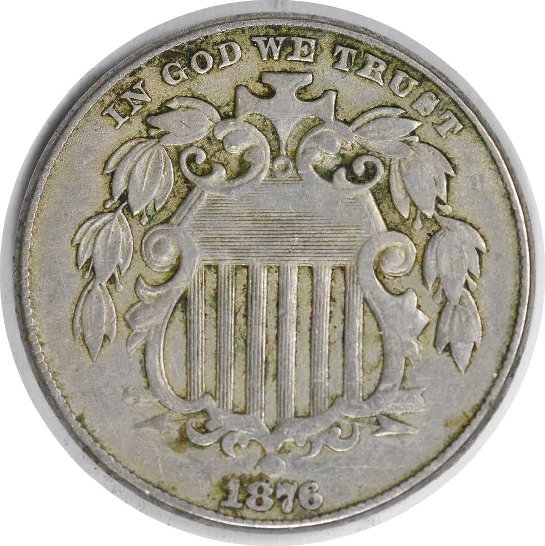 1876 Shield Nickel DDO VF 5C Uncertified Coin by Longacre: 1876 Shield Nickel DDO VF 5C Uncertified Coin by Longacre This 1876 Shield Nickel is a rare find, featuring a design by James Barton Longacre. It is classified as a variety DDO FS-102 and has been gra