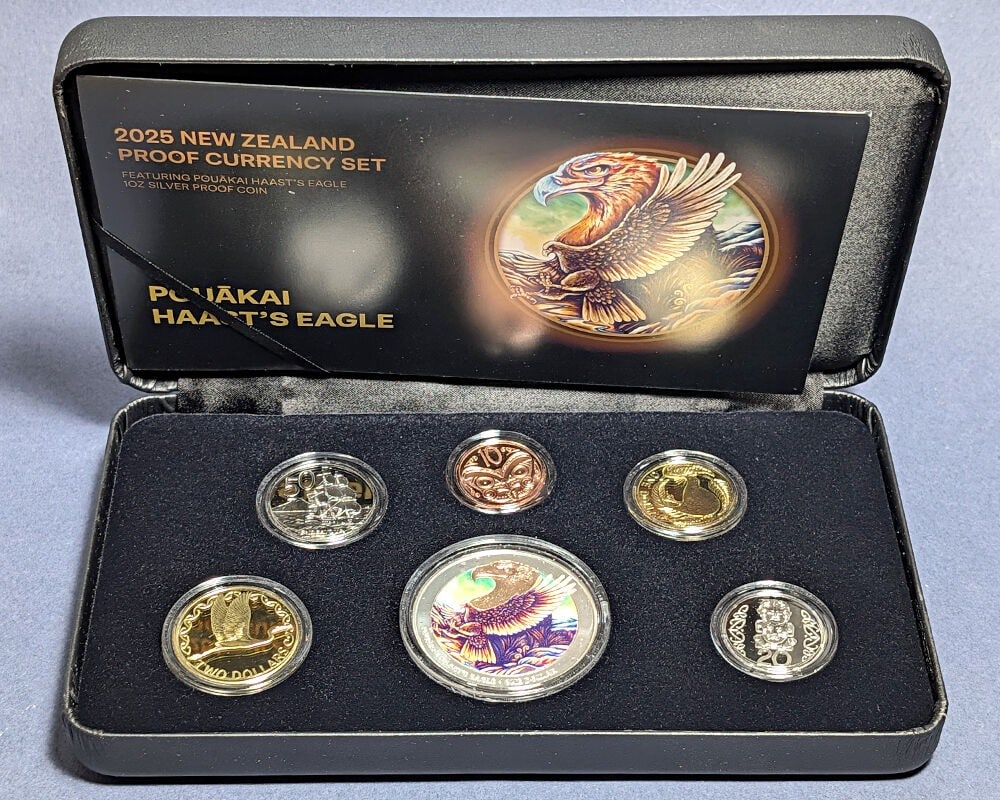 2025 New Zealand Proof 6 Coin Silver Set OGP COA Uncertified: 2025 New Zealand Proof 6 Coin Silver Set OGP COA Uncertified Explore the exquisite 2025 New Zealand Proof 6 Coin Currency Set, showcasing remarkable artistry and craftsmanship. This set features coins