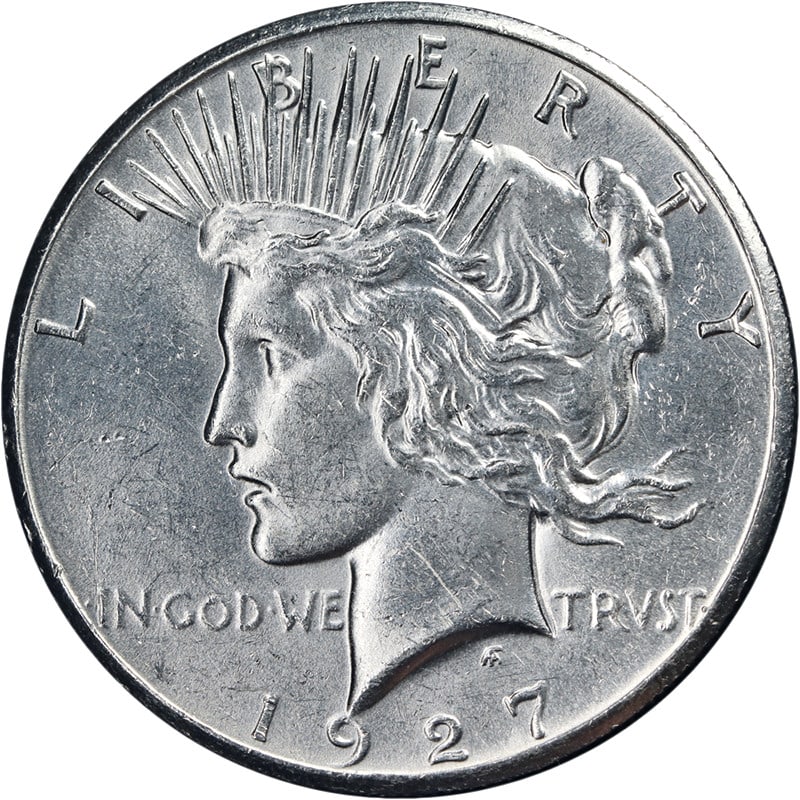 1927 Philadelphia Peace Silver Dollar Brilliant Uncirculated: 1927 Philadelphia Peace Silver Dollar Brilliant Uncirculated This 1927-P Peace Dollar is a Choice Brilliant Uncirculated (BU) coin, featuring excellent eye appeal, strong strike, and vibrant luster. I