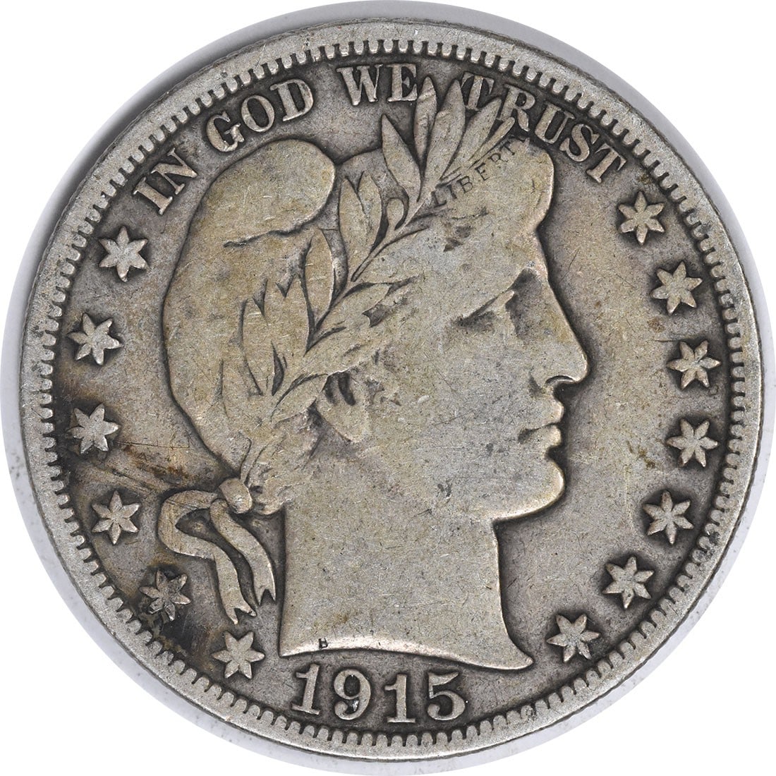 1915 S Barber 50C Silver Half Dollar VF Uncertified: 1915 S Barber 50C Silver Half Dollar VF Uncertified 1915-S Barber silver half dollar in VF grade. This circulated, uncertified coin is a pre-owned United States 50C issue. Specifications Year: 1915 Mi