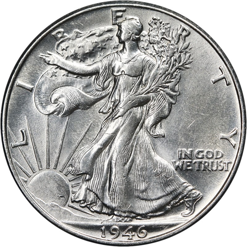 1946 P Walking Liberty Half Dollar Silver DDR Choice AU BU: 1946 P Walking Liberty Half Dollar Silver DDR Choice AU BU This 1946-P Walking Liberty Half Dollar features a Doubled Die Reverse and is graded Choice About Uncirculated to Brilliant Uncirculated (AU/