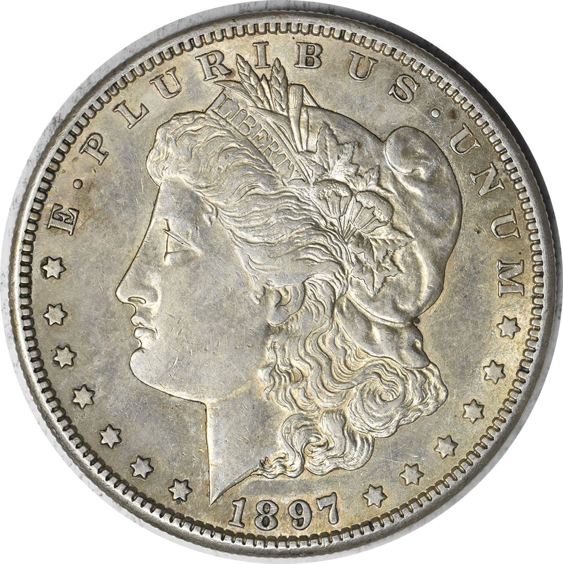 1897-S Morgan Silver Dollar AU Uncertified San Francisco Mint: 1897-S Morgan Silver Dollar AU Uncertified San Francisco Mint This 1897-S Morgan Silver Dollar is a stunning piece of history, featuring the iconic design by George T. Morgan. With a grade of AU (Abou