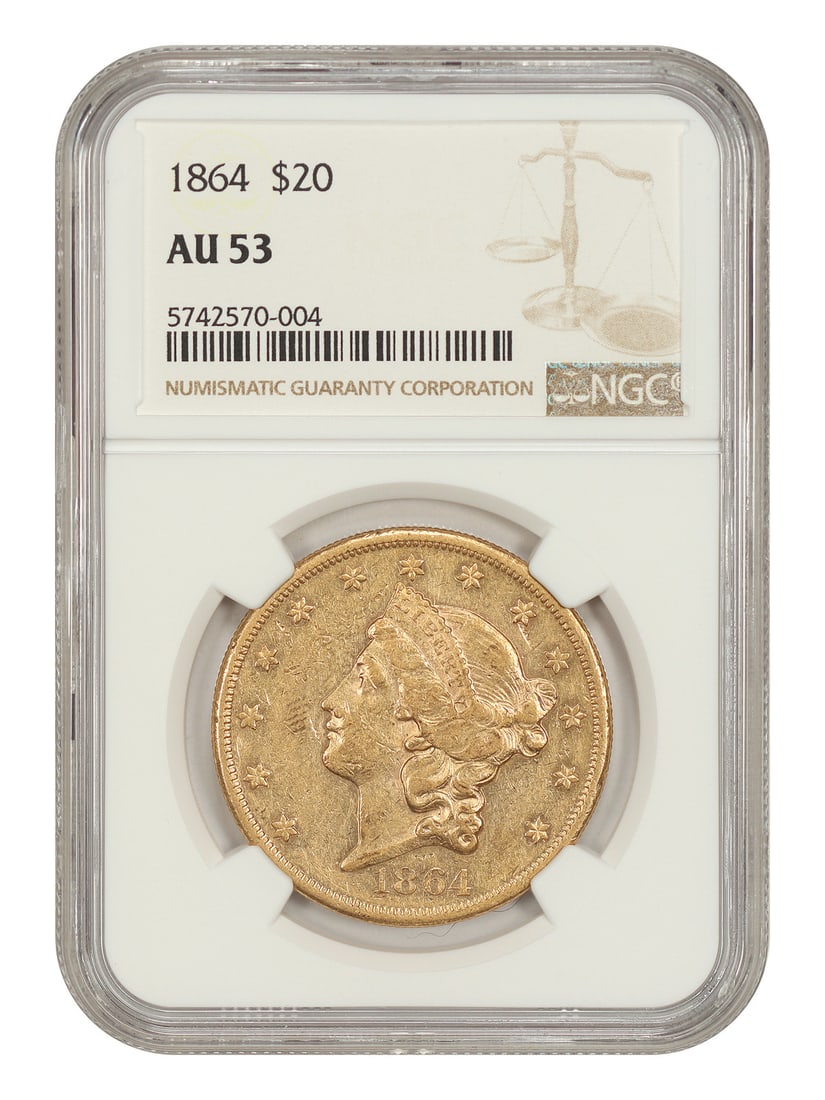 NGC AU53 1864 Liberty Head $20 Double Eagle Civil War Era (1 of 4)