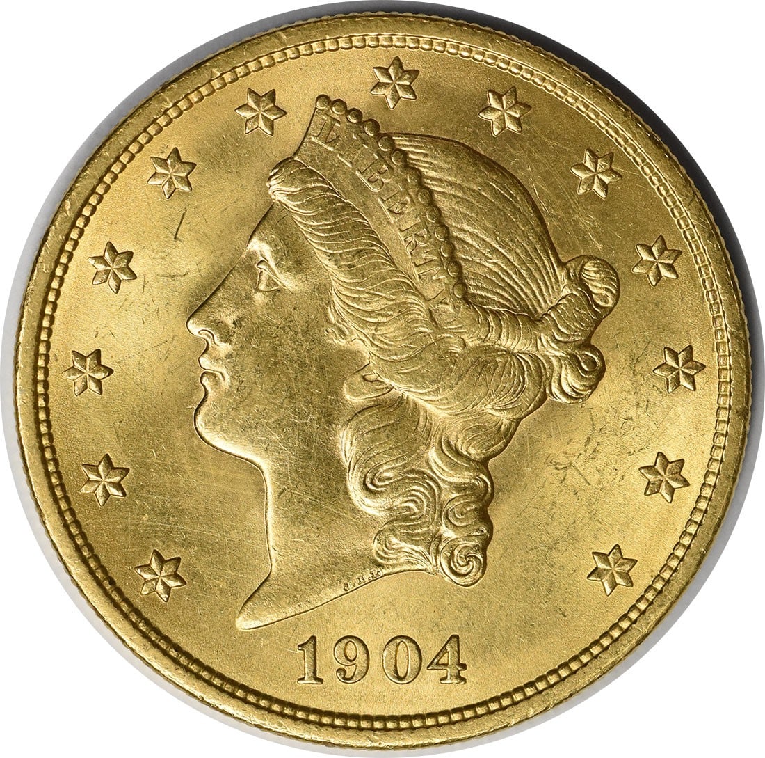 1904 Liberty Head $20 Gold Coin Choice BU Uncertified: 1904 Liberty Head $20 Gold Coin Choice BU Uncertified 1904 $20 Gold Liberty Head coin in Choice BU condition. It is listed as uncertified and uncirculated, with a pre-owned condition. The coin is from