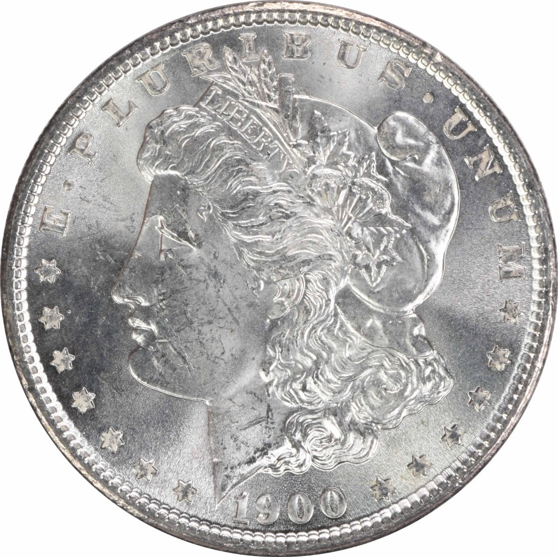 Uncirculated 1900 Silver Morgan Dollar Brilliant Uncertified US Coin: Uncirculated 1900 Silver Morgan Dollar Brilliant Uncertified US Coin This is a 1900 Morgan Silver Dollar from the United States, featuring a brilliant uncirculated (BU) grade. The coin is made of silv
