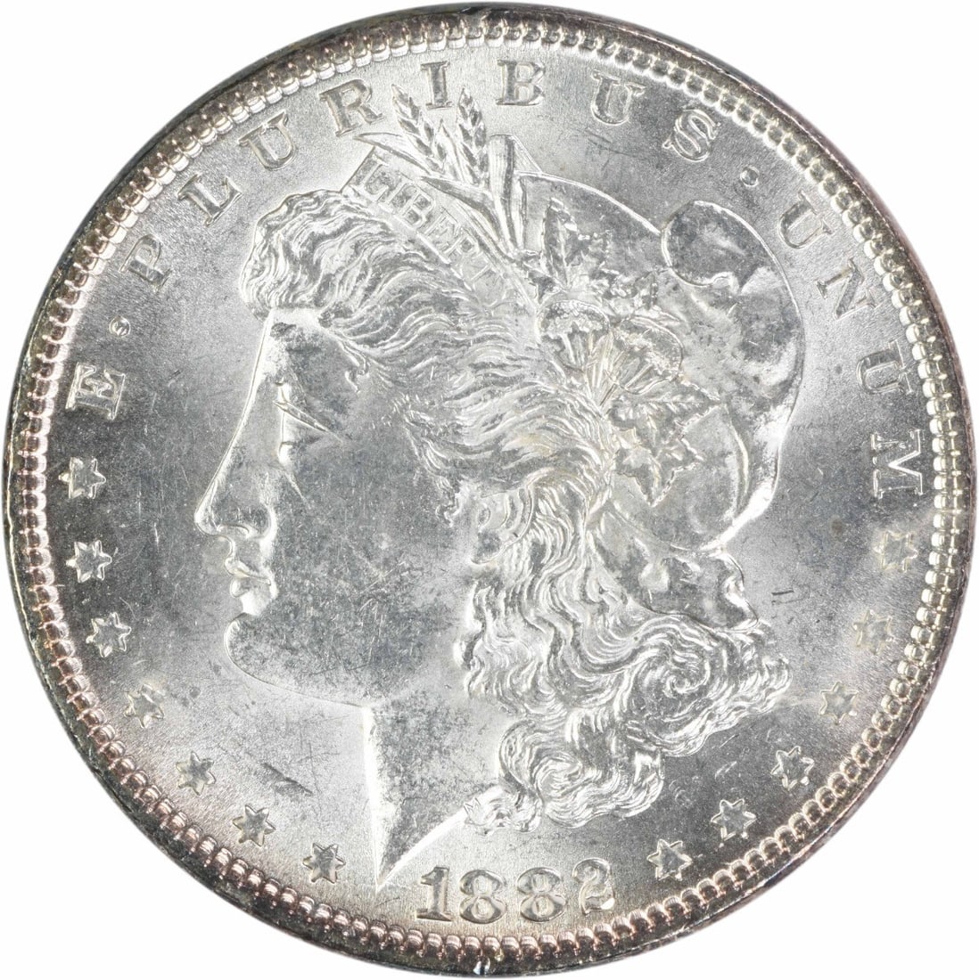 1882 Uncertified Morgan Silver Dollar MS63 Philadelphia: 1882 Uncertified Morgan Silver Dollar MS63 Philadelphia 1882 Morgan Silver Dollar in uncirculated, pre-owned condition. This uncertified coin is identified as Choice BU in the title and features the c