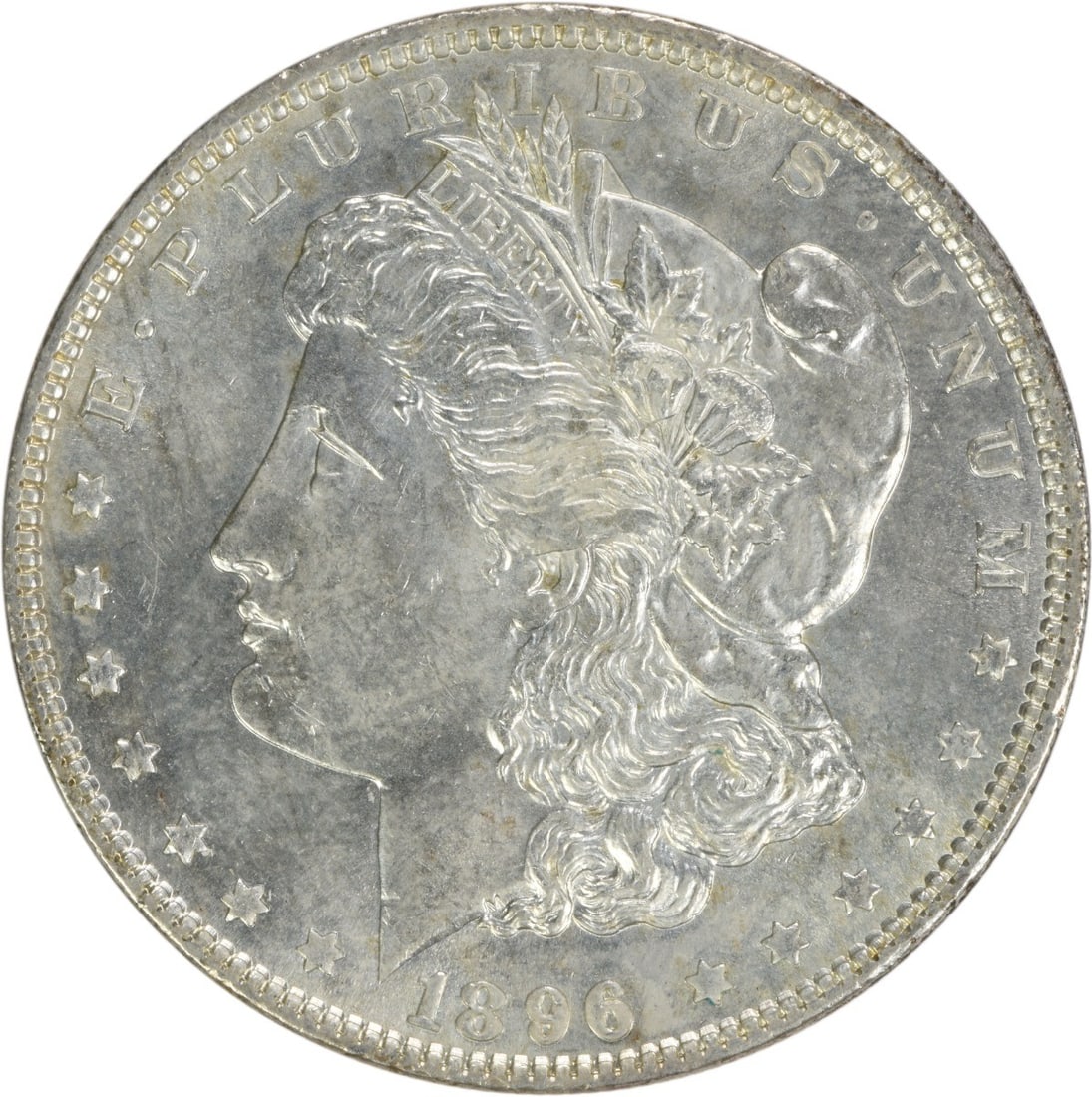 Choice BU 1896 Morgan Dollar Silver Uncirculated Uncertified Coin: Choice BU 1896 Morgan Dollar Silver Uncirculated Uncertified Coin This 1896 Morgan Silver Dollar is a Choice Brilliant Uncirculated (BU) coin featuring a silver composition. It is uncertified and has 