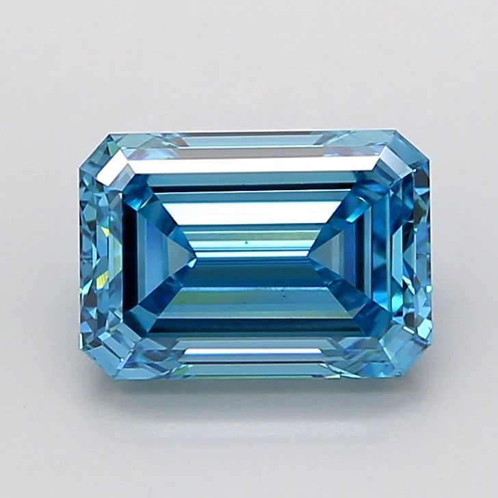 Loose Diamond - EMERALD 2.36ct Fancy Vivid Blue VS1: Loose Diamond - EMERALD 2.36ct Fancy Vivid Blue VS1 Source: This is a real non-mined Diamond that has been grown in a lab Shape: EMERALD Carats: 2.36 Color: Fancy Vivid Blue Certification: IGI Video: