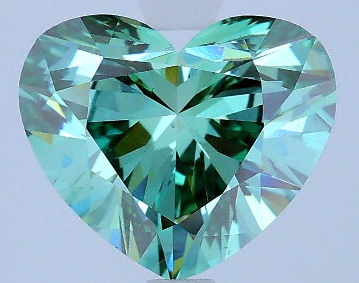 Loose Diamond - HEART 2.51ct Fancy Vivid Green VS1: Loose Diamond - HEART 2.51ct Fancy Vivid Green VS1 Source: This is a real non-mined Diamond that has been grown in a lab Shape: HEART Carats: 2.51 Color: Fancy Vivid Green Certification: IGI Video: