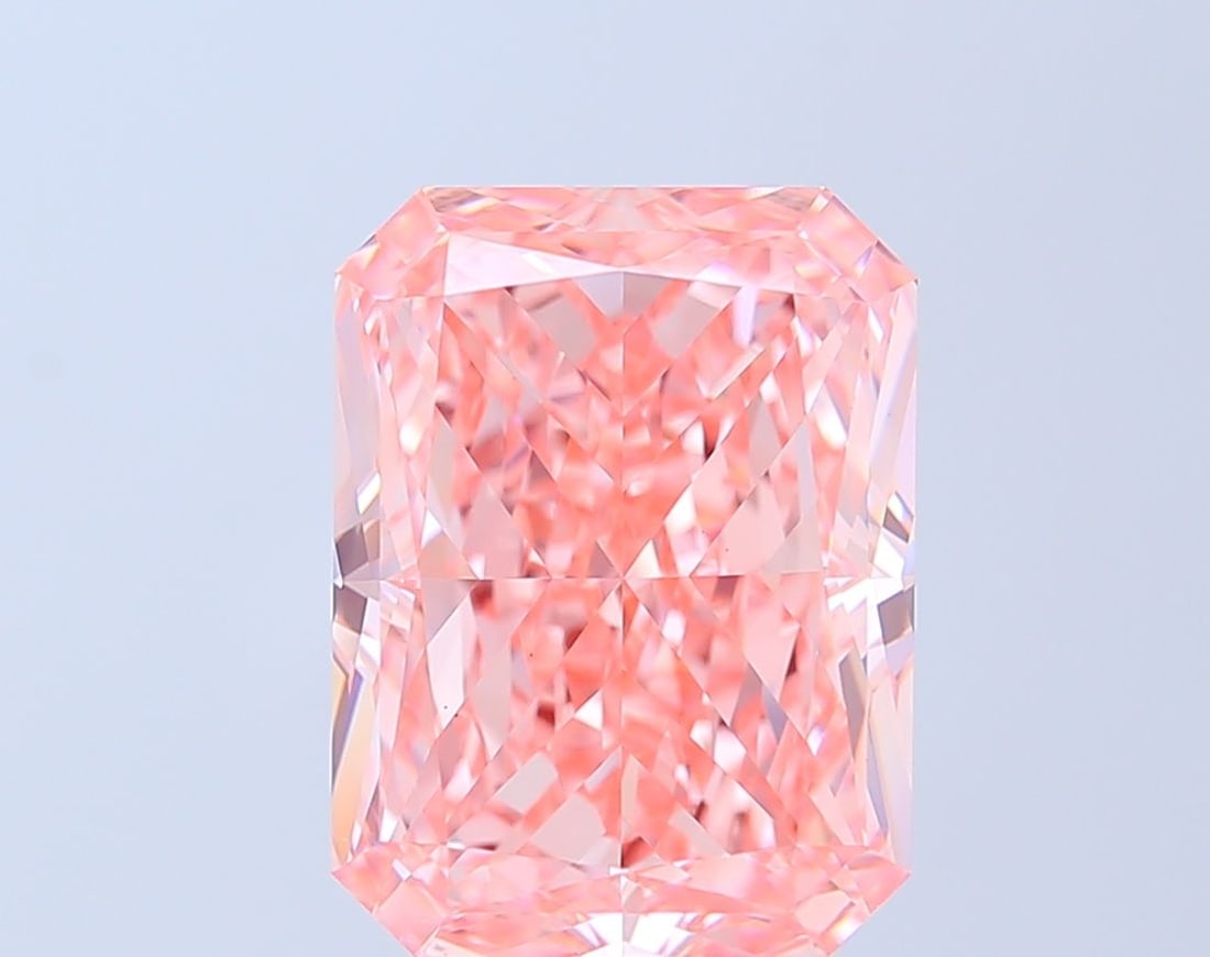 Loose Diamond - RADIANT 7.08ct Fancy Vivid Pink VVS2: Loose Diamond - RADIANT 7.08ct Fancy Vivid Pink VVS2 Source: This is a real non-mined Diamond that has been grown in a lab Shape: RADIANT Carats: 7.08 Color: Fancy Vivid Pink Certification: IGI Video: