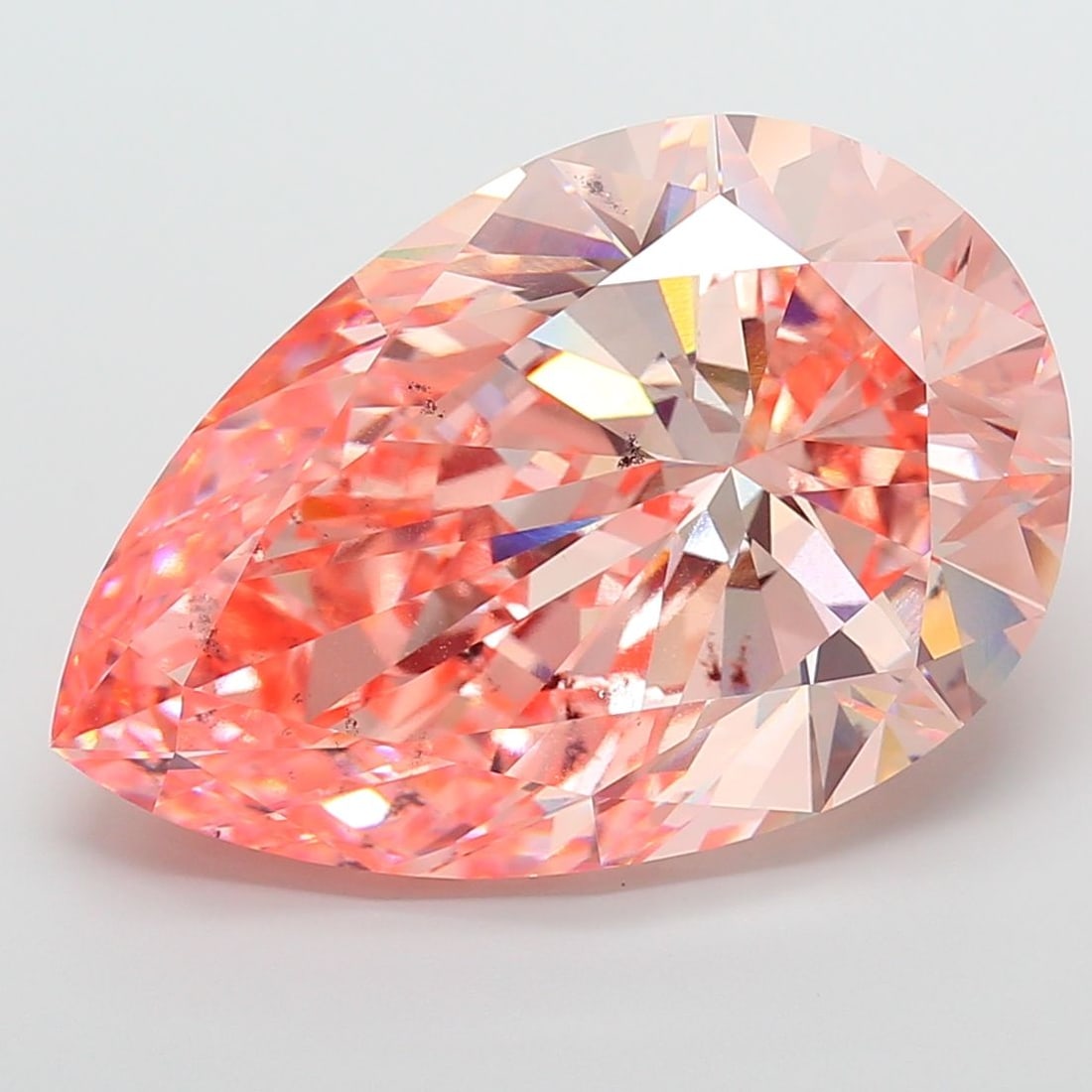 Loose Diamond - PEAR 40.11ct Fancy Vivid Pink SI1: Loose Diamond - PEAR 40.11ct Fancy Vivid Pink SI1 Source: This is a real non-mined Diamond that has been grown in a lab Shape: PEAR Carats: 40.11 Color: Fancy Vivid Pink Certification: IGI Video: