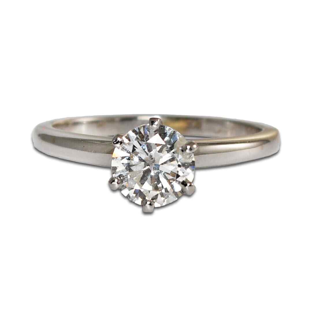 14k White Gold Single Diamond Ring 0.74ct Size 5.5 (1 of 6)
