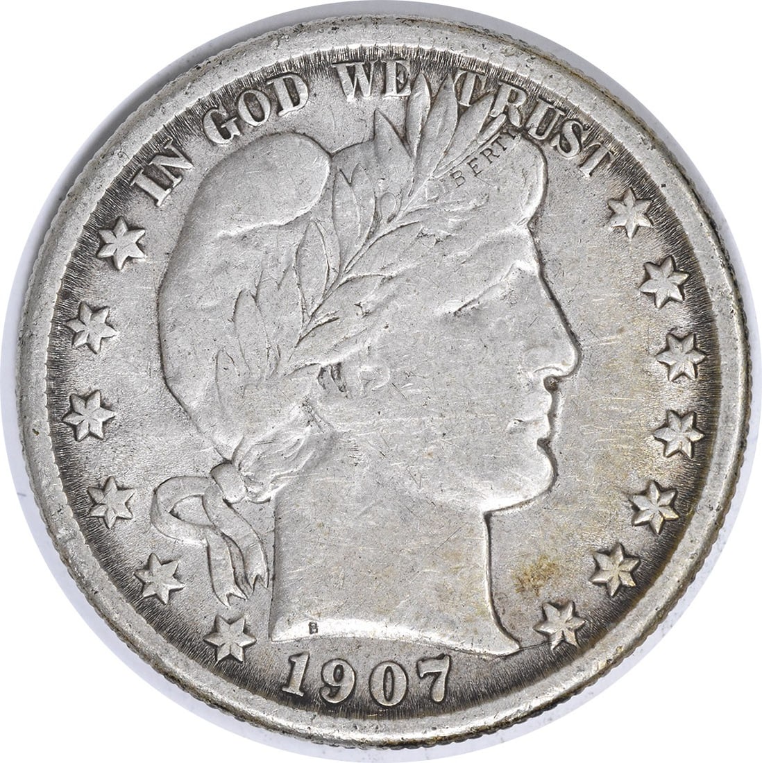 United States 1907 O Barber 50C Silver Half Dollar VF: United States 1907 O Barber 50C Silver Half Dollar VF 1907-O Barber silver half dollar in VF grade. This circulated, uncertified 50C coin is composed of silver and is a pre-owned example from the Unit