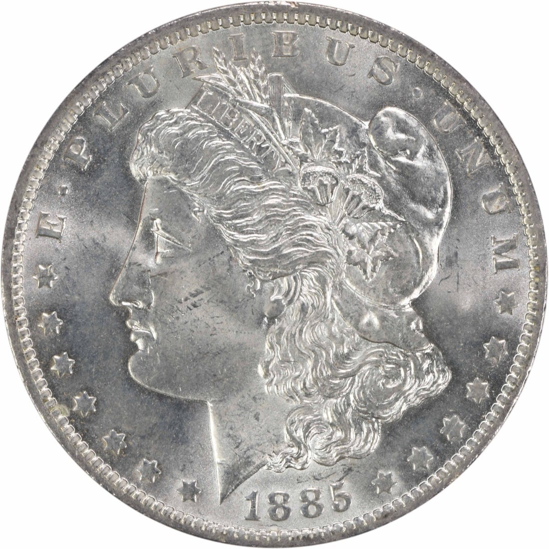 Choice BU 1885 O Silver Morgan Dollar Uncirculated Uncertified US Coin: Choice BU 1885 O Silver Morgan Dollar Uncirculated Uncertified US Coin This 1885-O Morgan Silver Dollar is a Choice Brilliant Uncirculated coin from the New Orleans Mint. Composed of silver, this pre-