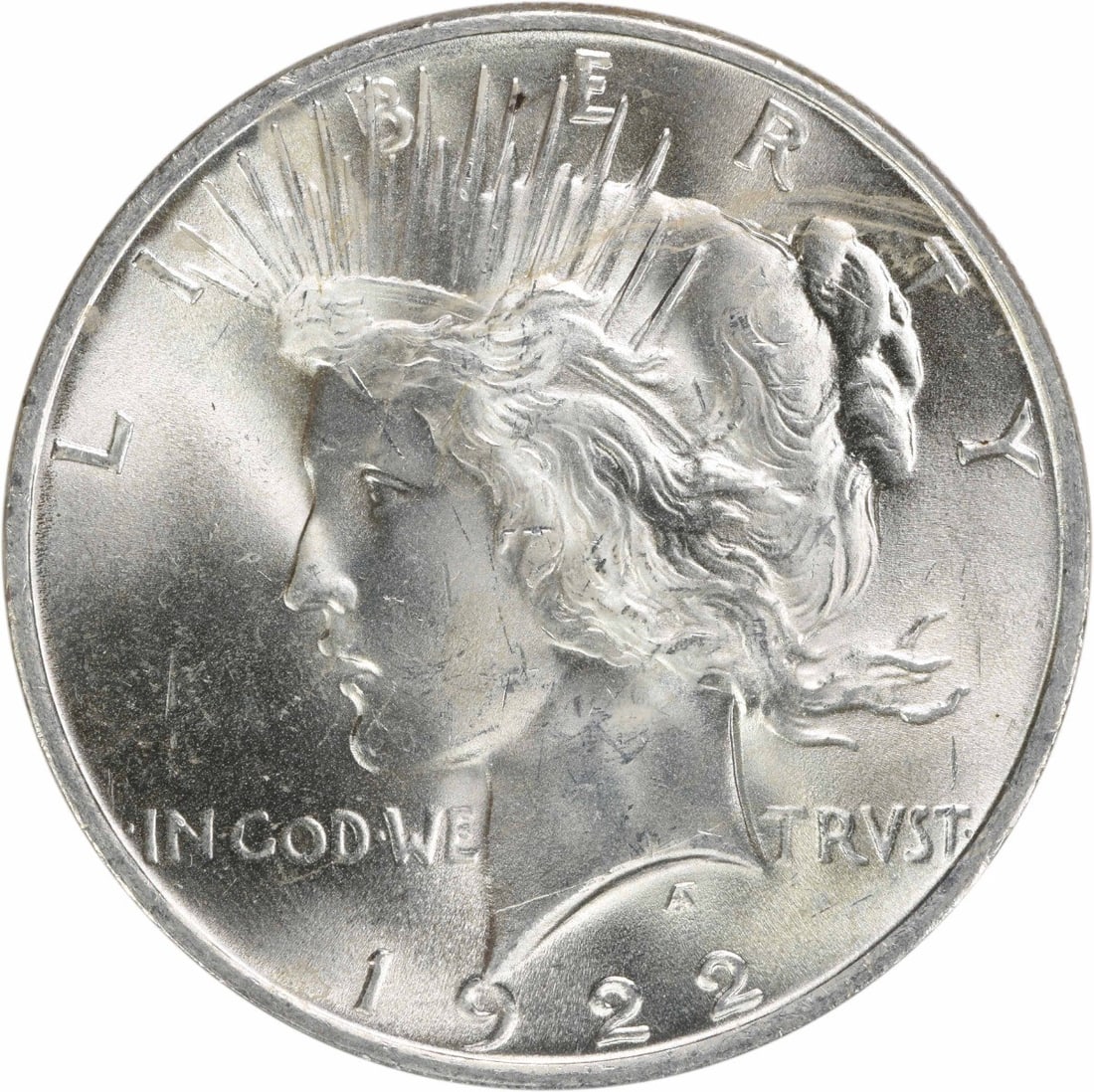 1922 Uncertified Peace Dollar Silver $1 MS63: 1922 Uncertified Peace Dollar Silver $1 MS63 1922 Peace Silver Dollar in uncirculated condition. This pre-owned coin is an uncertified example with a Choice BU designation and MS63 grade noted in the 
