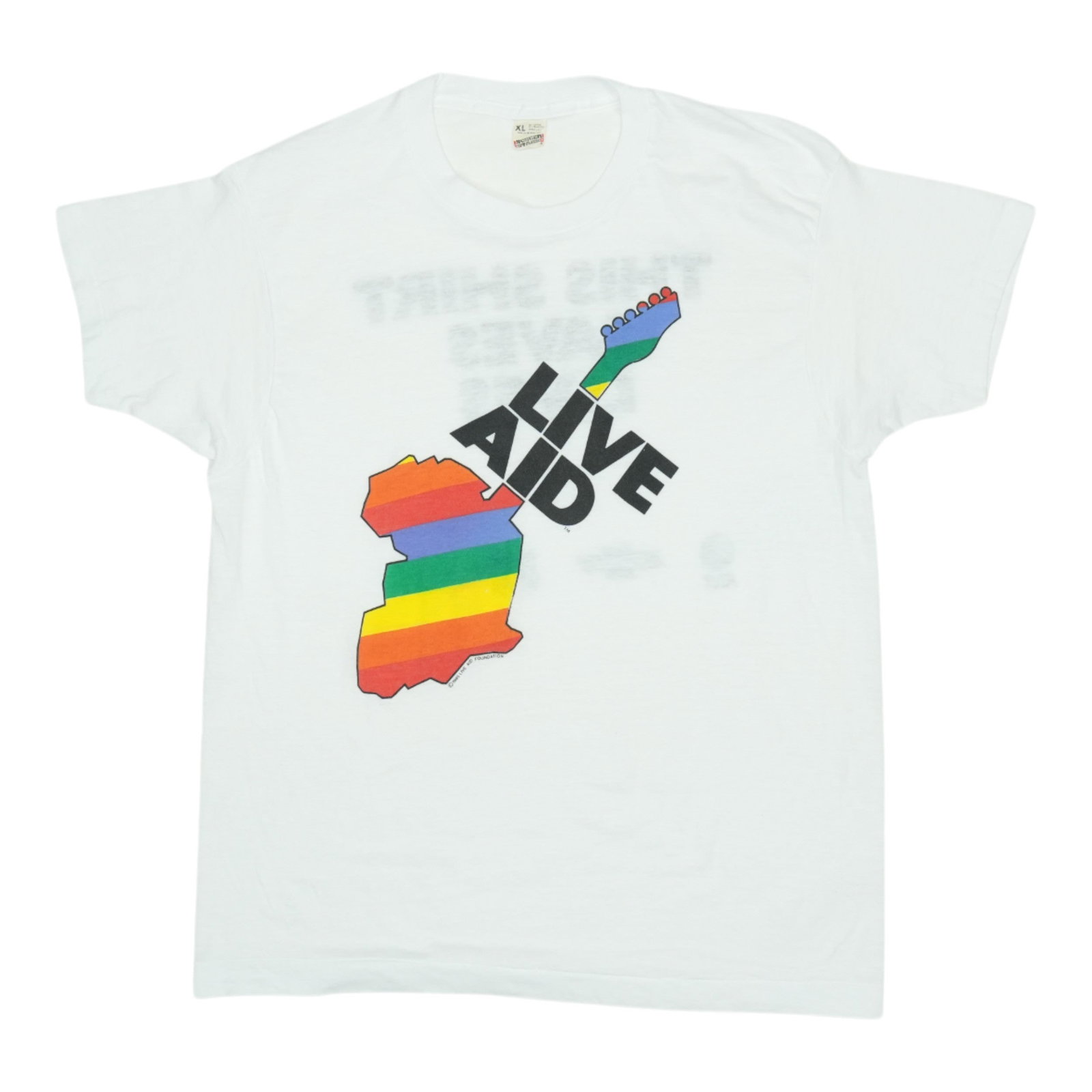 Vintage 1985 Live Aid Concert White Poly Cotton Graphic T-Shirt (1 of 6)