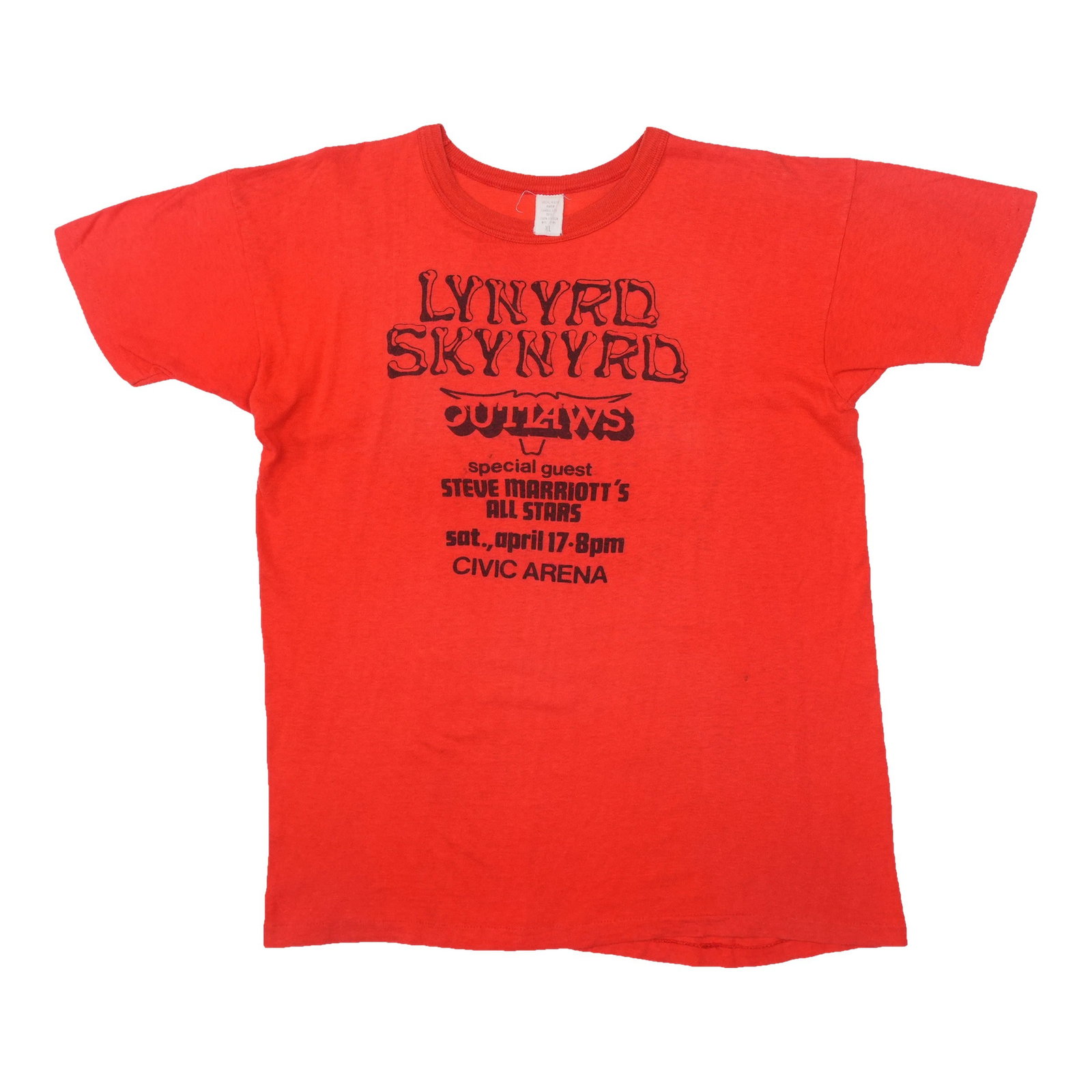 Vintage 1976 Red Cotton Concert Crew Shirt Lynyrd Skynyrd Outlaws: Vintage 1976 Red Cotton Concert Crew Shirt Lynyrd Skynyrd Outlaws Original vintage 1976 Lynyrd Skynyrd Outlaws Crew concert shirt in red. This true vintage shirt is not a modern reproduction and is in