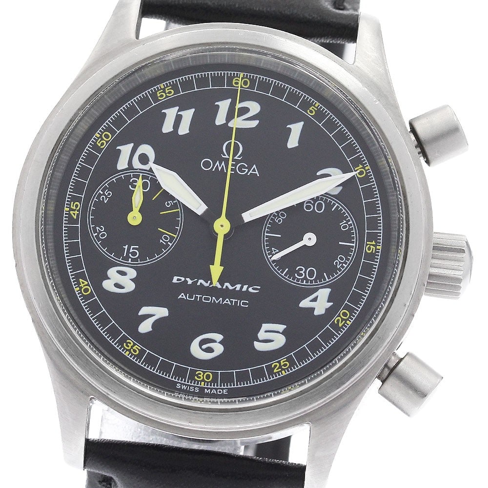 OMEGA Dynamic 5240.50 automatic chronograph mens wristwatch: OMEGA Dynamic 5240.50 automatic chronograph mens wristwatch Pre-owned OMEGA Dynamic chronograph wristwatch for men with an automatic movement and black dial. The stainless steel case is paired with an