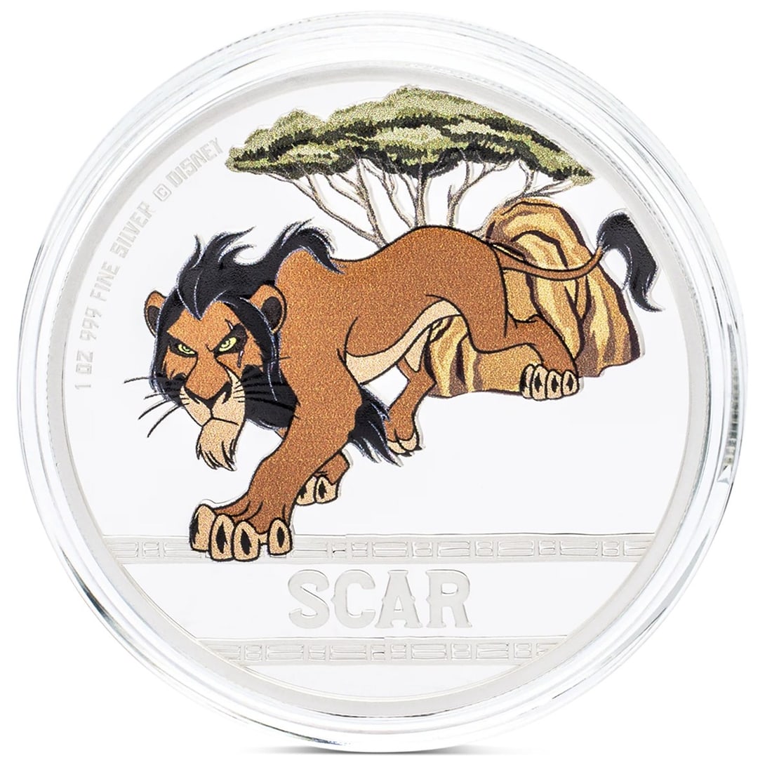 2024 Niue $2 Silver Coin Scar Lion King 30th Anniversary Box COA: 2024 Niue $2 Silver Coin Scar Lion King 30th Anniversary Box COA This 2024 Niue $2 silver piece features Scar from Disney's The Lion King 30th Anniversary release. It contains one ounce of pure silver