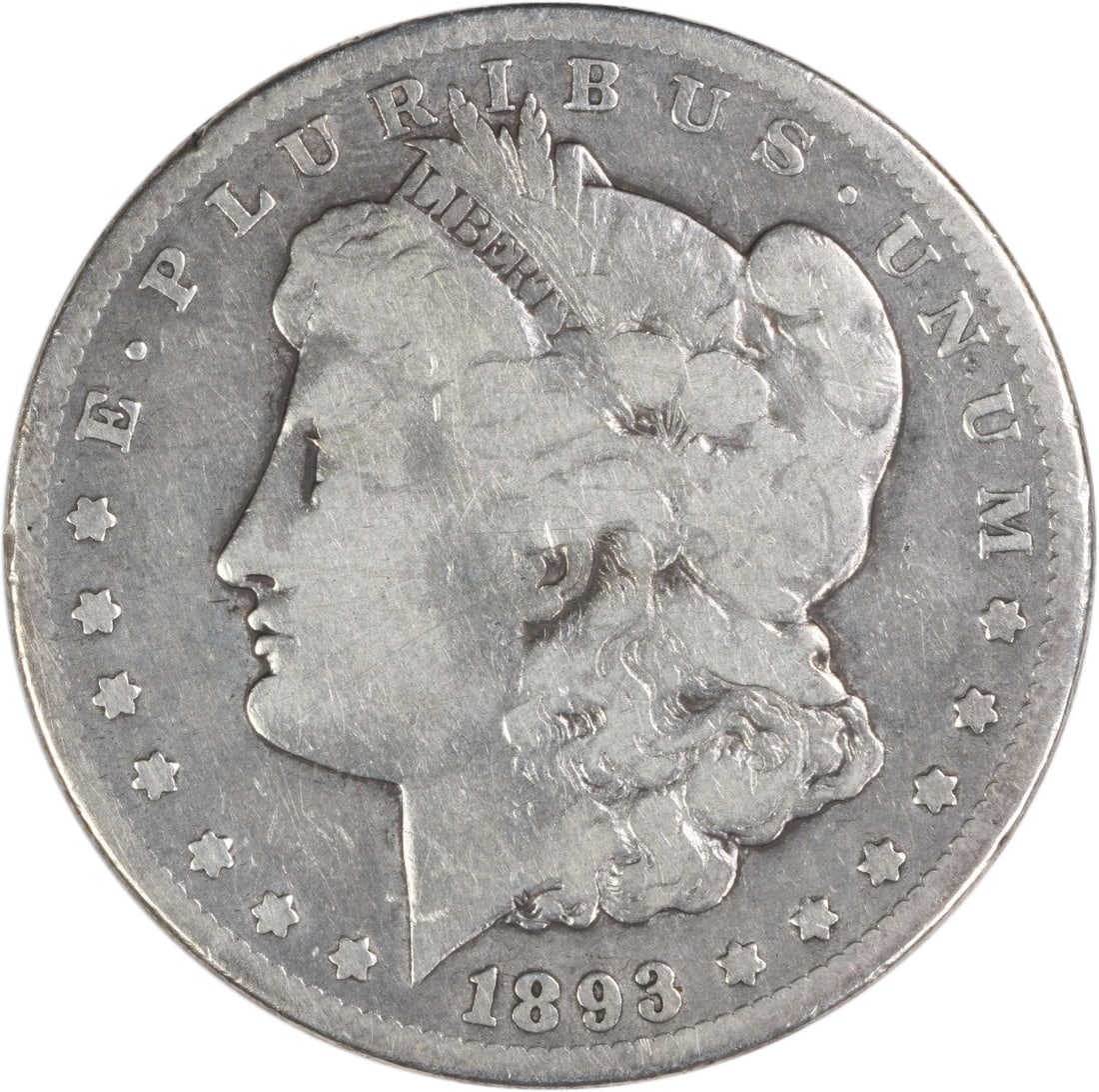 Carson City 1893 Morgan Dollar VG Grade 90 Percent Silver Uncertified: Carson City 1893 Morgan Dollar VG Grade 90 Percent Silver Uncertified This is an 1893-CC Morgan Silver Dollar in circulated condition, featuring the 'CC' mint mark from Carson City. Composed of 90% si
