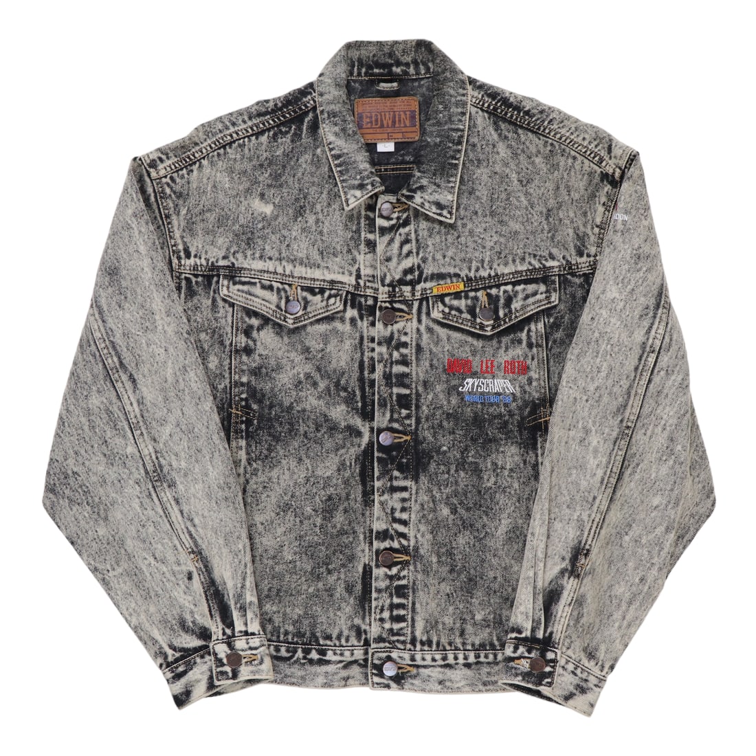 Vintage 1988 Skyscraper Tour Black Denim Jacket Featuring David Lee Roth (1 of 4)