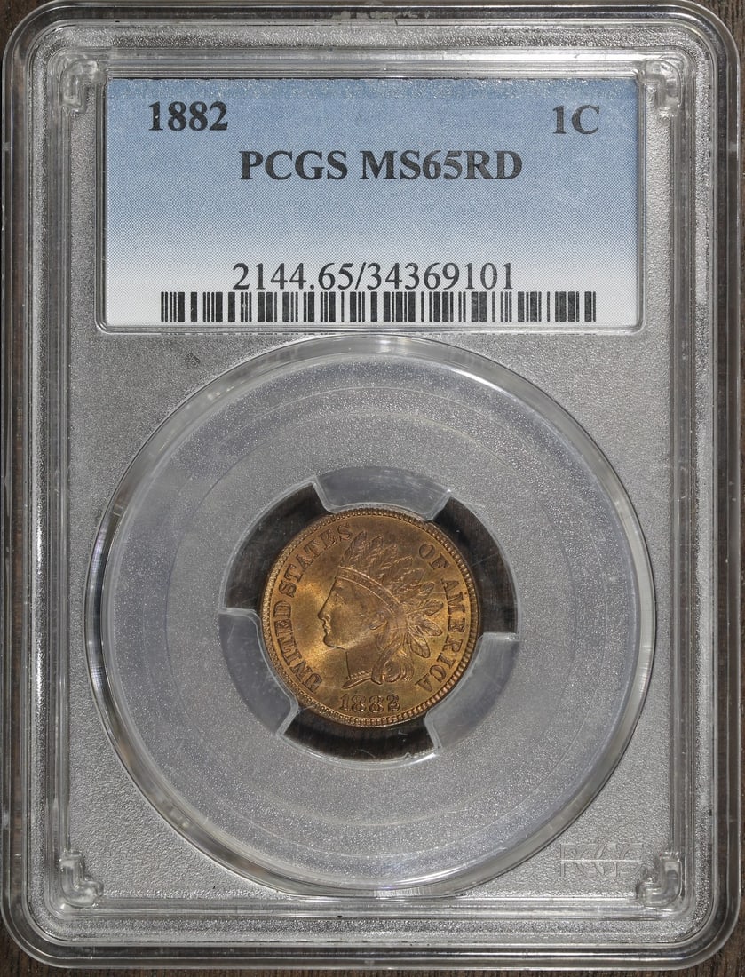 PCGS MS65 RD 1882 Indian Head Small Cent 1C: PCGS MS65 RD 1882 Indian Head Small Cent 1C 1882 Indian Head cent certified by PCGS with an MS65 RD grade. This pre-owned small cent is a United States issue struck in copper and identified as an Indi