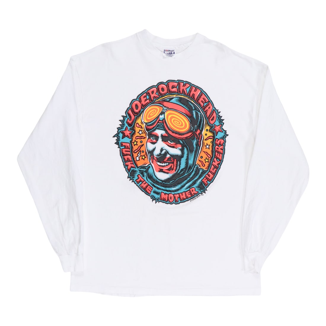 Joe Rockhead 1992 White Cotton Long Sleeve Vintage Shirt XL: Joe Rockhead 1992 White Cotton Long Sleeve Vintage Shirt XL This is an original vintage 1992 Joe Rockhead Mother Fucker long sleeve shirt. The shirt is not a modern reproduction and features no back g