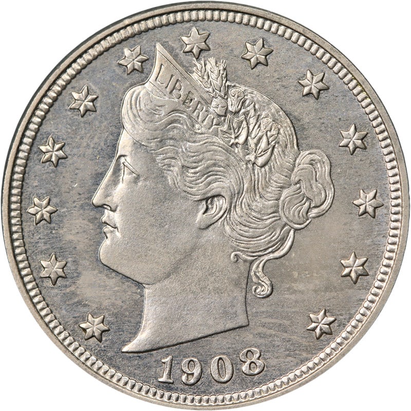 1908 United States Liberty V Nickel Choice Proof Uncertified: 1908 United States Liberty V Nickel Choice Proof Uncertified 1908 Liberty V Nickel in Choice Proof grade with strong eye appeal, nice luster, and a sharp strike. The coin is described as having great 