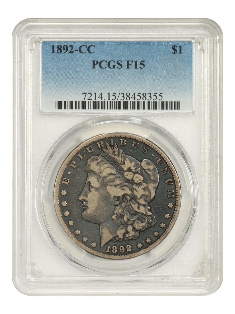 1892 Carson City Morgan Silver Dollar PCGS F15 $1 Coin: 1892 Carson City Morgan Silver Dollar PCGS F15 $1 Coin 1892-CC Morgan Dollar certified by PCGS as Fine 15. This circulated Carson City issue is a popular and scarce date in the Morgan Dollar series, w