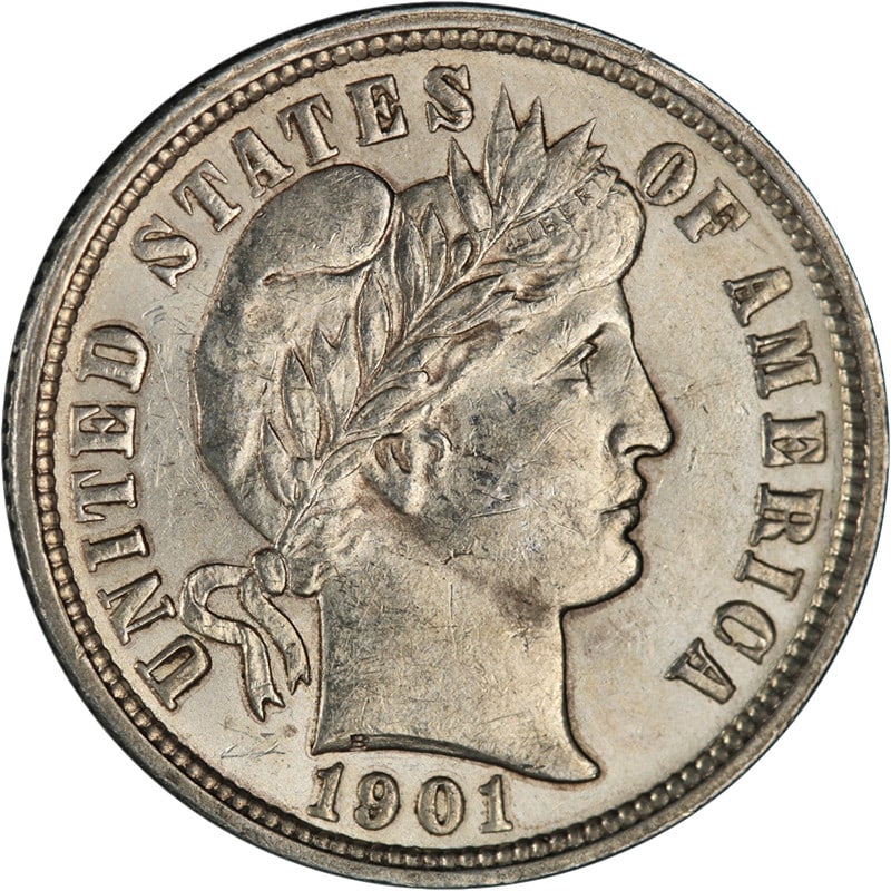 1901 O Silver Barber Dime Nice AU BU Strong Strike (1 of 2)