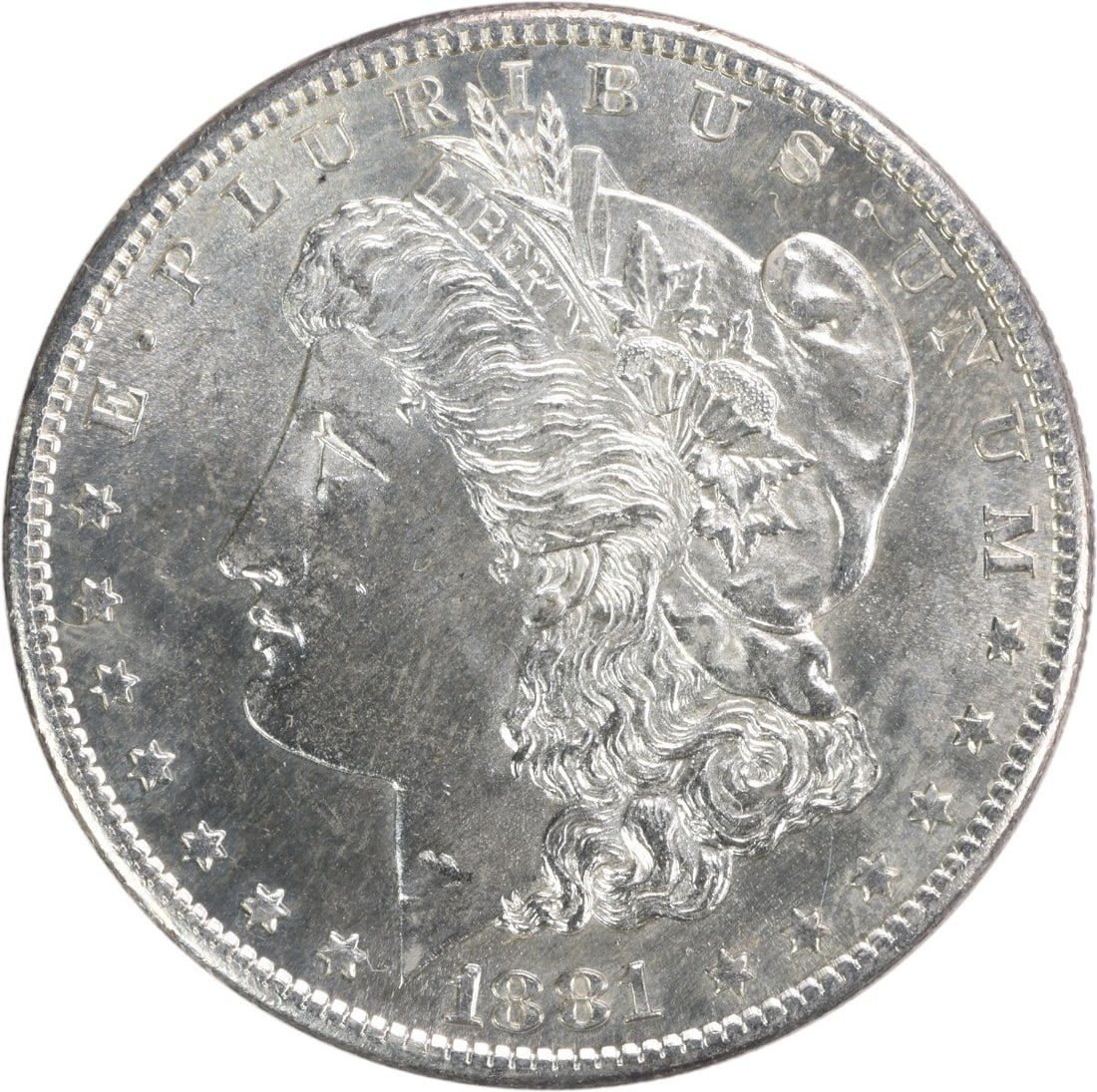 Choice BU 1881 San Francisco Morgan Dollar Uncertified Silver Coin: Choice BU 1881 San Francisco Morgan Dollar Uncertified Silver Coin This is an 1881-S Morgan Silver Dollar from the United States. The coin is composed of silver and is in Choice Brilliant Uncirculated