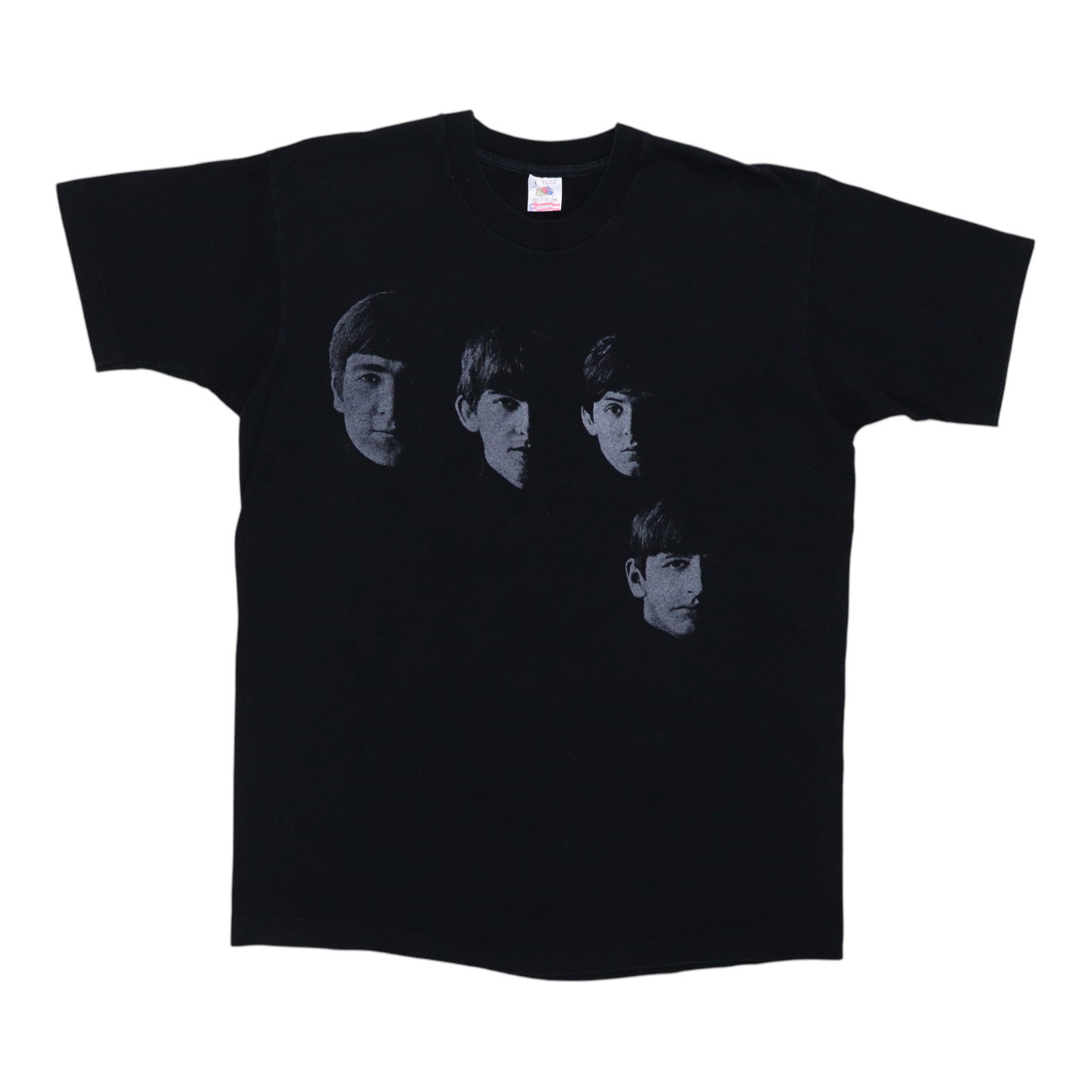 Vintage 1990s The Beatles Meet The Beatles Black Cotton Graphic Shirt: Vintage 1990s The Beatles Meet The Beatles Black Cotton Graphic Shirt This original vintage 1990s Meet The Beatles shirt features front and back graphics and is made from 100% cotton. Presented in bla