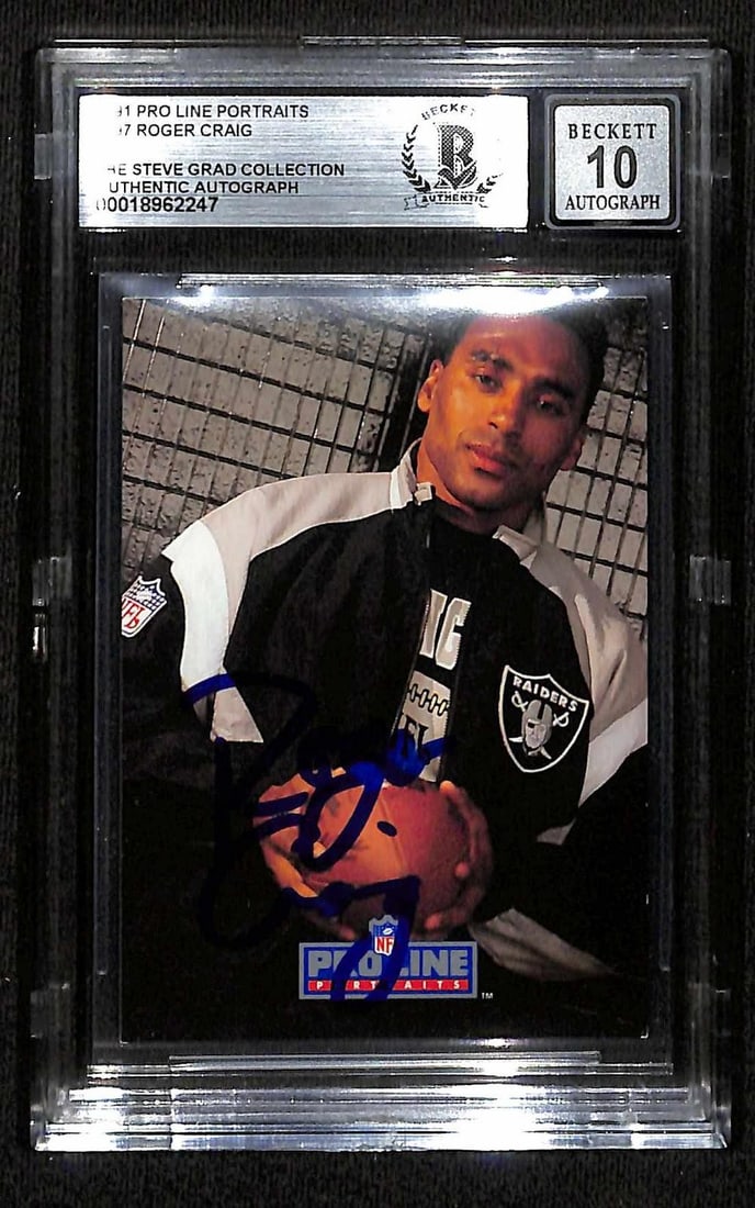 Beckett slabbed Roger Craig autographed 1991 Pro Line Portraits card (1 of 1)