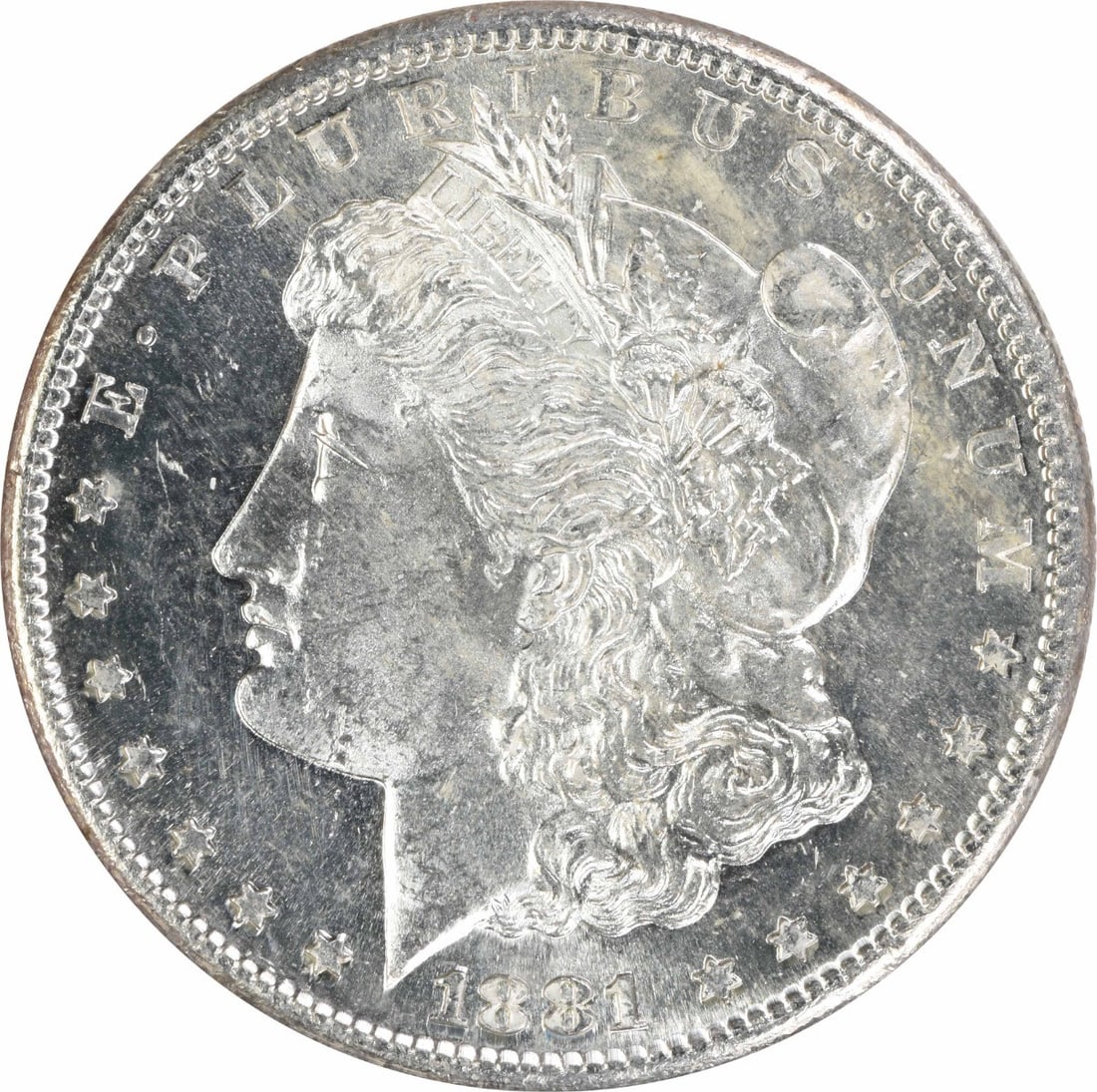 1881 S $1 Morgan Silver Dollar MS63 Uncertified: 1881 S $1 Morgan Silver Dollar MS63 Uncertified 1881-S Morgan Silver Dollar in uncirculated, pre-owned condition. This uncertified coin is identified as Choice BU in the title and graded MS63 in the o