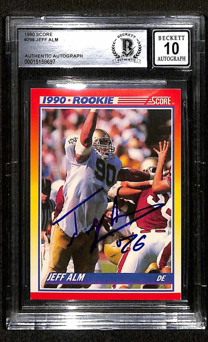 Autographed Jeff Alm 1990 Score Rookie Card Beckett Auto Grade 10 (1 of 1)