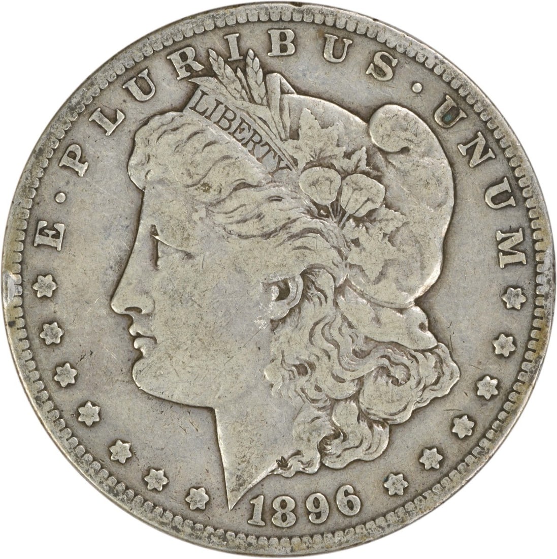 San Francisco Mint 1896 Morgan Dollar VF Grade Uncertified Silver Coin: San Francisco Mint 1896 Morgan Dollar VF Grade Uncertified Silver Coin This 1896-S Morgan Silver Dollar features a design by George T. Morgan and was minted in San Francisco. Comprised of 90% silver a