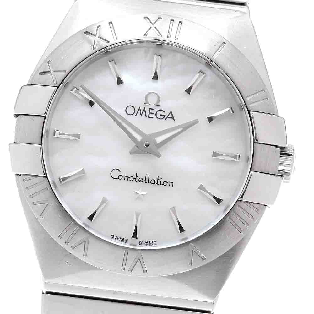 OMEGA Constellation Brushed Quartz Womens Wristwatch Ref 123.10.27.60.05.001: OMEGA Constellation Brushed Quartz Womens Wristwatch Ref 123.10.27.60.05.001 OMEGA Constellation Brushed women's wristwatch, reference 123.10.27.60.05.001, with a white mother-of-pearl dial and quartz
