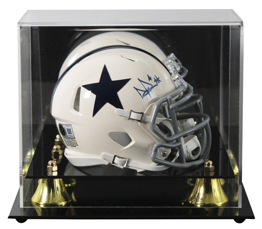 Dak Prescott autographed Cowboys mini helmet with acrylic display case BAS (1 of 5)