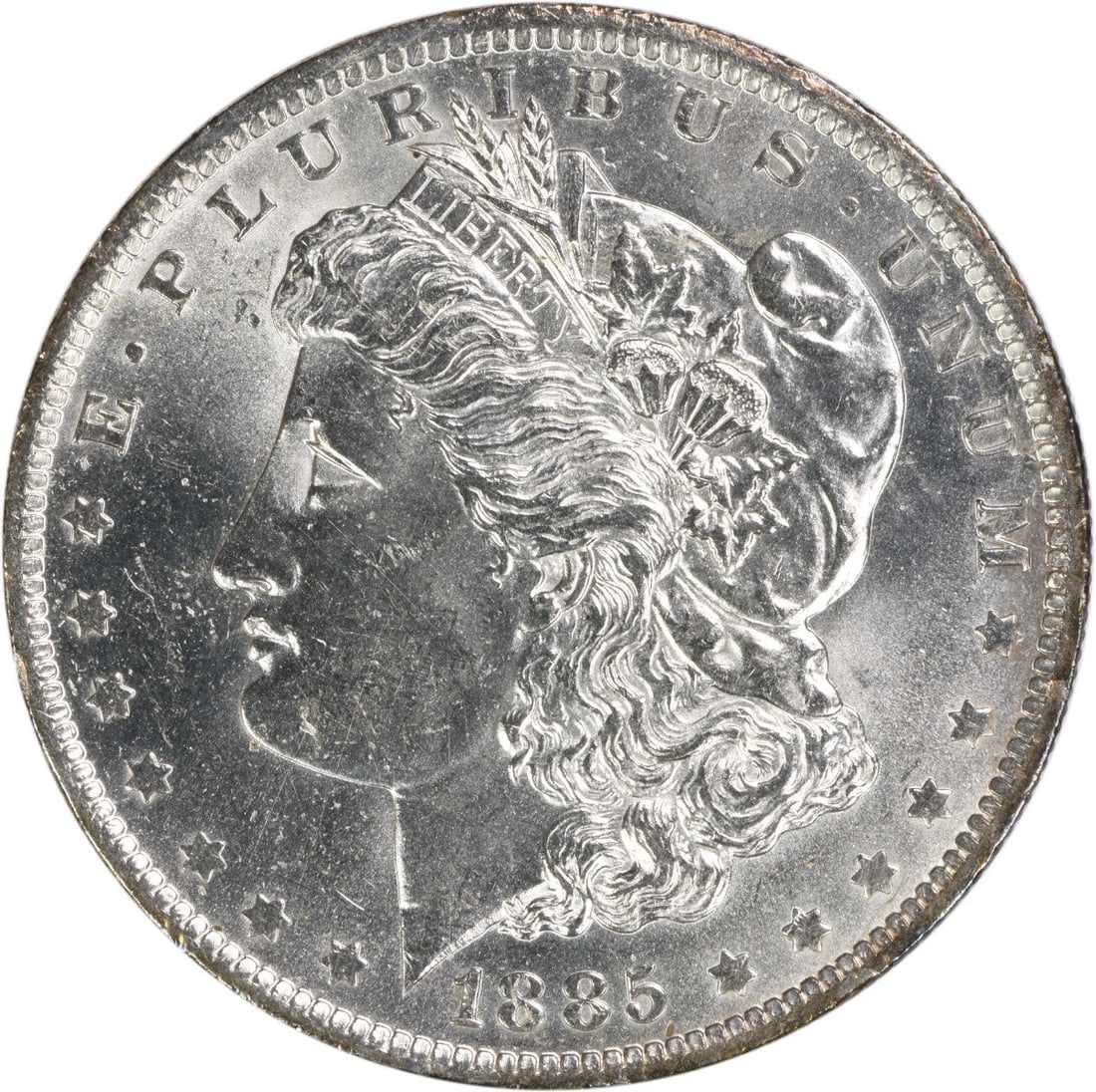Uncirculated 1885-O Silver Dollar Morgan BU New Orleans Mint Uncertified: Uncirculated 1885-O Silver Dollar Morgan BU New Orleans Mint Uncertified This 1885-O Morgan Silver Dollar is an uncirculated, pre-owned coin from the United States. Graded as Brilliant Uncirculated (B