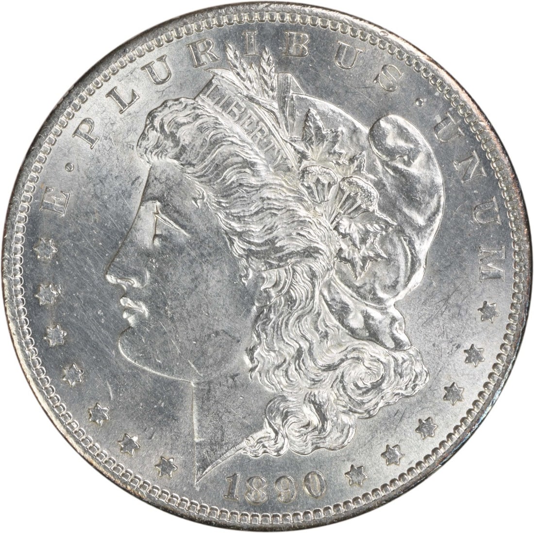 Uncirculated 1890-S Morgan Dollar Silver Coin San Francisco Mint BU Grade: Uncirculated 1890-S Morgan Dollar Silver Coin San Francisco Mint BU Grade This is an uncirculated 1890-S Morgan Silver Dollar from the United States. The coin features a brilliant uncirculated (BU) gr