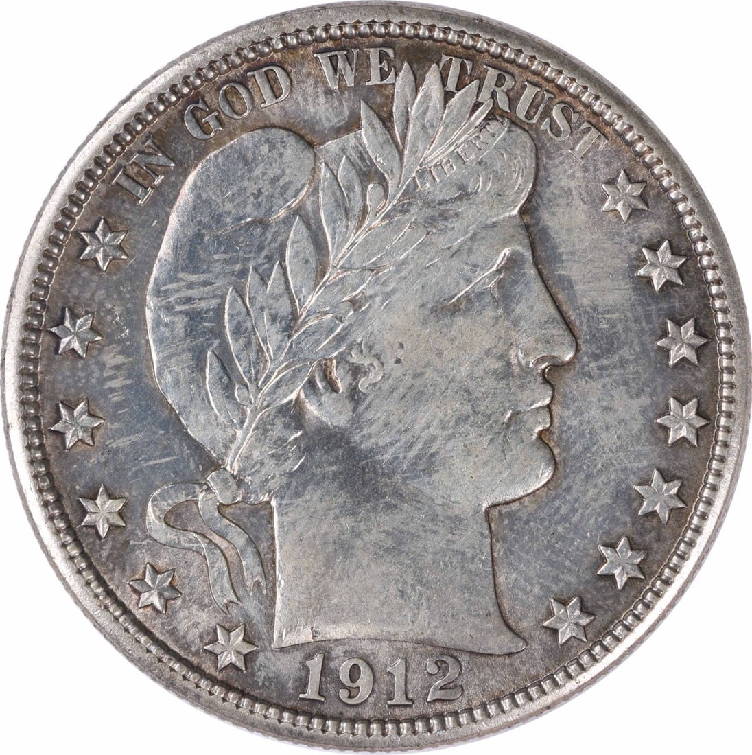 1912 US Barber 50C Silver Half Dollar AU Uncertified: 1912 US Barber 50C Silver Half Dollar AU Uncertified 1912 Barber Half Dollar in AU slider grade. This uncertified United States 50C coin is composed of silver and is listed as circulated, pre-owned co