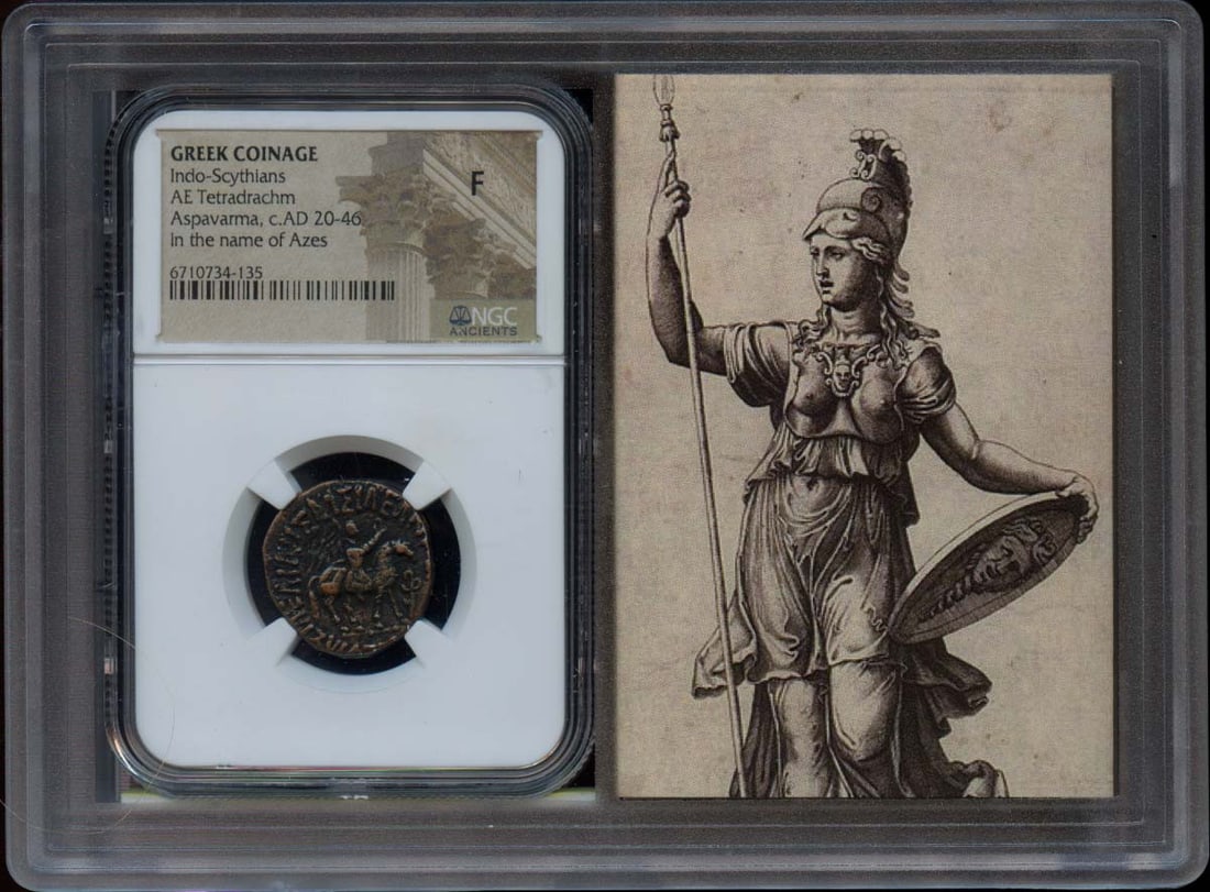 Aspavarma c.AD20-46 Indo-Scythian BI Tetradrachm NGC Certified F12 (1 of 4)