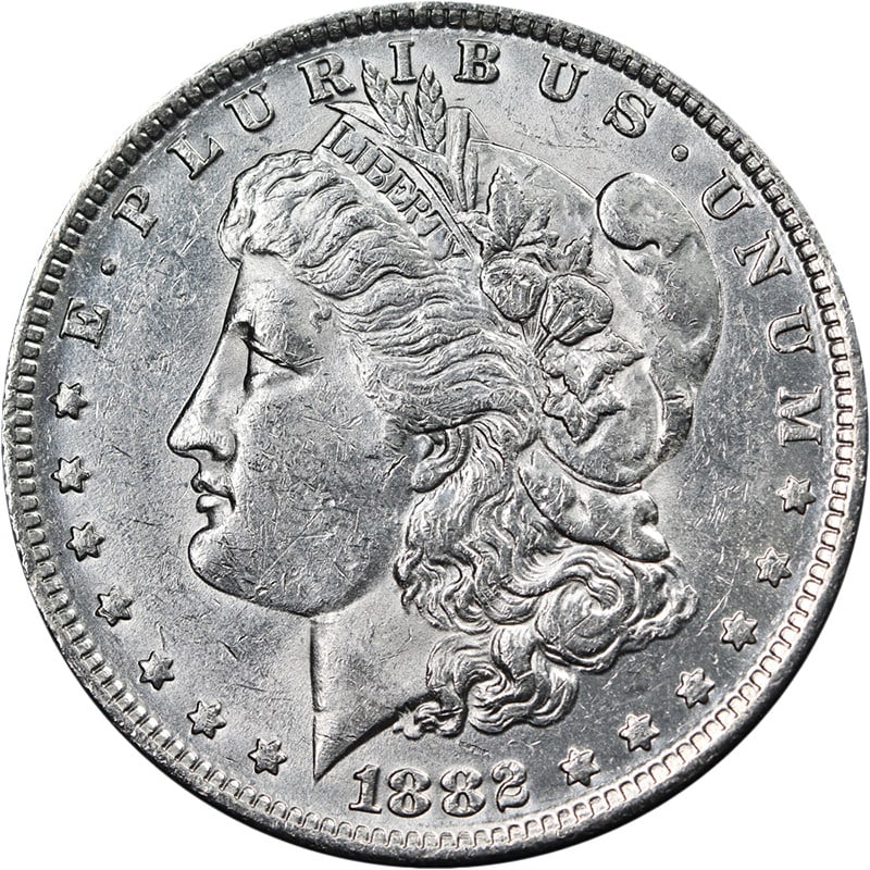 1882 O over S Morgan Dollar VAM 4 Silver AU BU: 1882 O over S Morgan Dollar VAM 4 Silver AU BU This 1882-O/S Morgan Silver Dollar features the VAM 4 variety, known for its strong over-mintmark. The coin displays attractive luster, a sharp strike, a