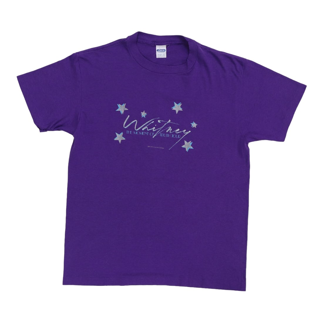 Vintage 1987 Whitney Houston Tour Purple Poly Cotton Shirt Extra Large: Vintage 1987 Whitney Houston Tour Purple Poly Cotton Shirt Extra Large This is an original vintage 1987 Whitney Houston Moment Of Truth Tour shirt. Featuring a true 1980s design with no back graphics,