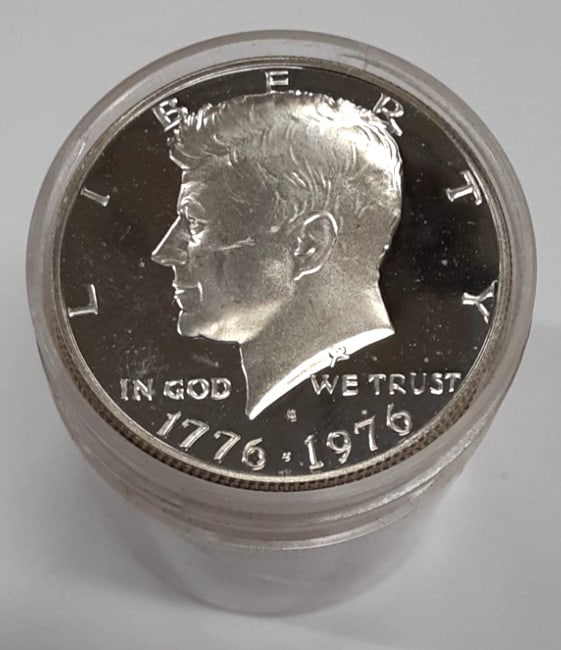 Roll of 20 1976-S Kennedy 40 Percent Silver Proof Half Dollars: Roll of 20 1976-S Kennedy 40 Percent Silver Proof Half Dollars This roll contains twenty 1976-S Kennedy Half Dollar proof coins, each struck in 40% silver. Produced at the San Francisco Mint, these co